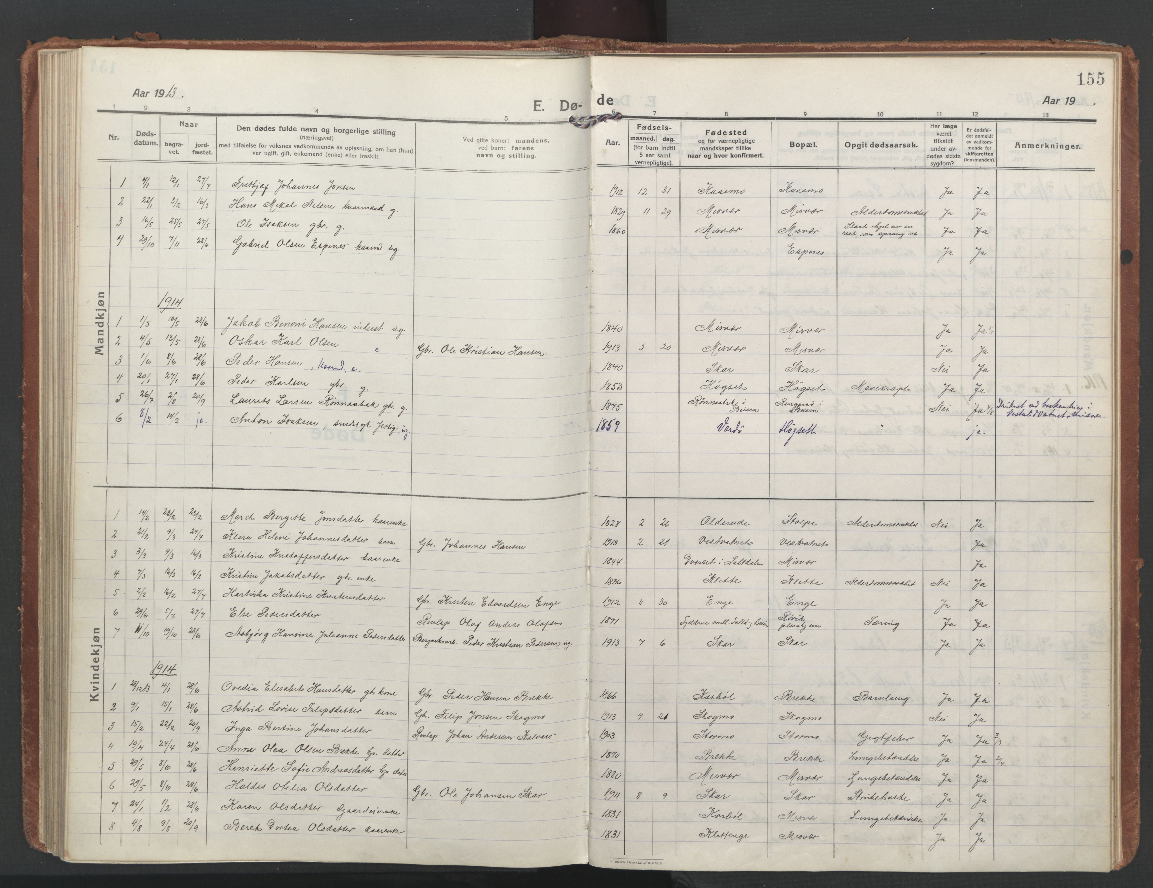 Ministerialprotokoller, klokkerbøker og fødselsregistre - Nordland, AV/SAT-A-1459/852/L0748: Parish register (official) no. 852A18, 1913-1932, p. 155