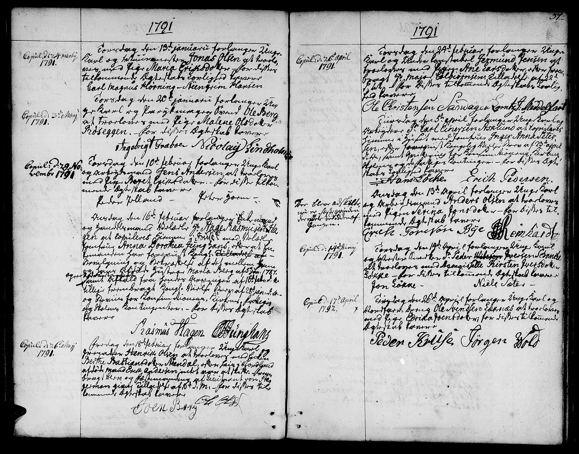 Ministerialprotokoller, klokkerbøker og fødselsregistre - Sør-Trøndelag, SAT/A-1456/601/L0041: Parish register (official) no. 601A09, 1784-1801, p. 37