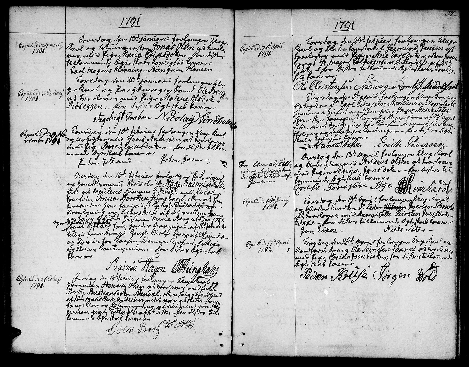 Ministerialprotokoller, klokkerbøker og fødselsregistre - Sør-Trøndelag, AV/SAT-A-1456/601/L0041: Parish register (official) no. 601A09, 1784-1801, p. 37