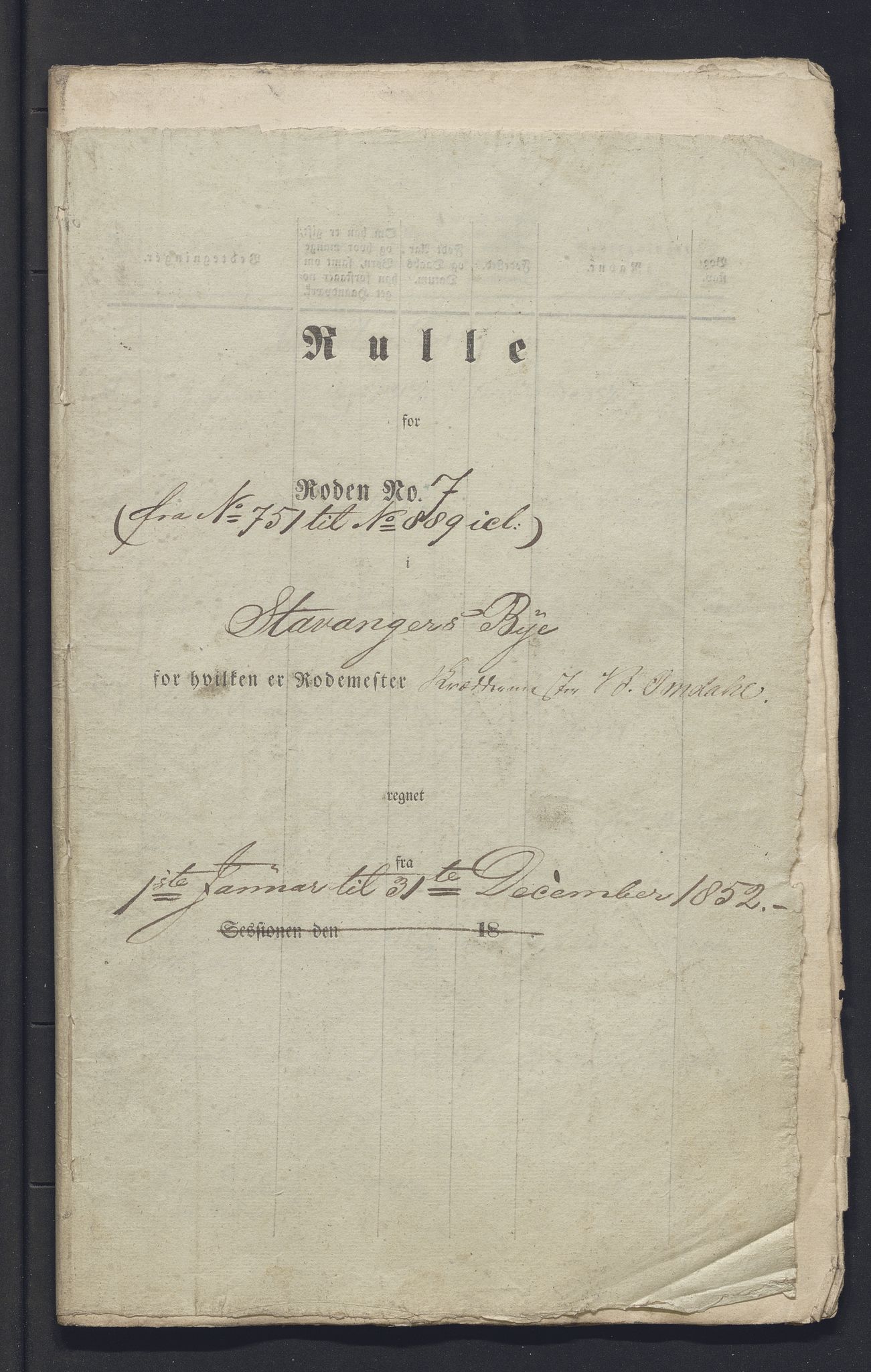 Innrulleringssjefen i Bergen, Avd. III. Bergen og Stavanger 1805-1850, SAB/A-100467/H/Ha/L0009: Mannskapsruller, 1851-1852, p. 393