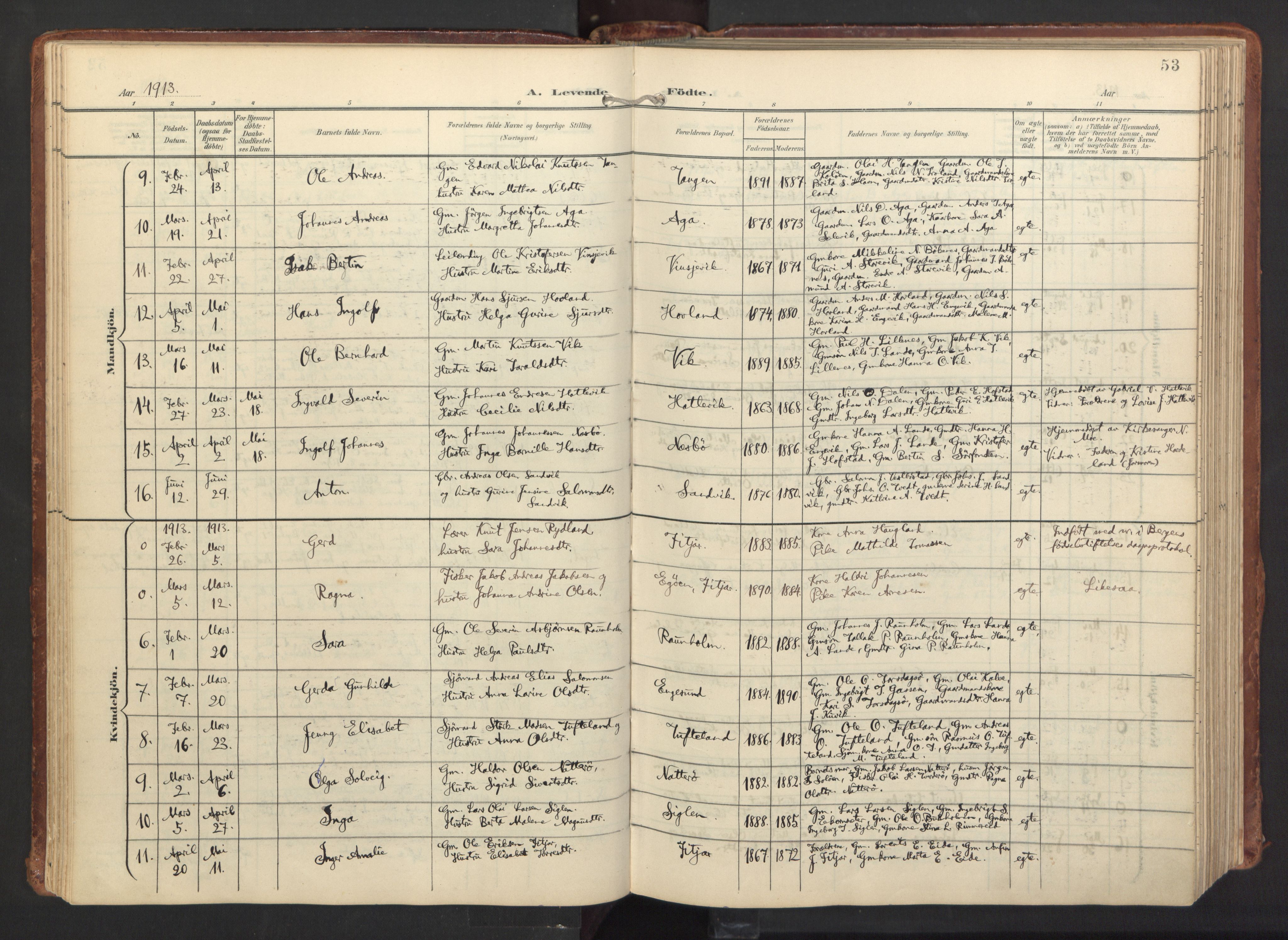 Fitjar sokneprestembete, AV/SAB-A-99926: Parish register (official) no. A 3, 1900-1918, p. 53