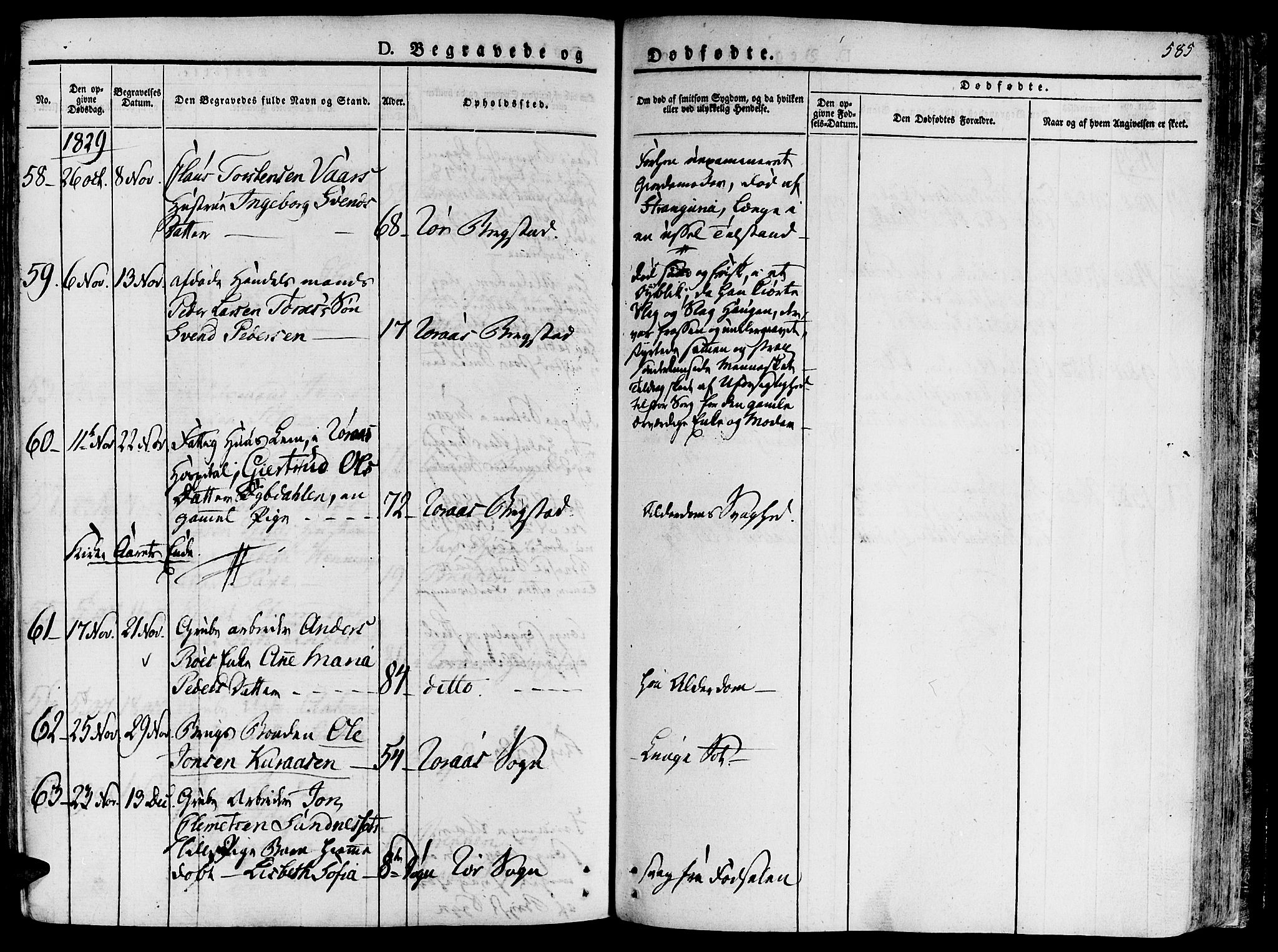 Ministerialprotokoller, klokkerbøker og fødselsregistre - Sør-Trøndelag, AV/SAT-A-1456/681/L0930: Parish register (official) no. 681A08, 1829-1844, p. 585