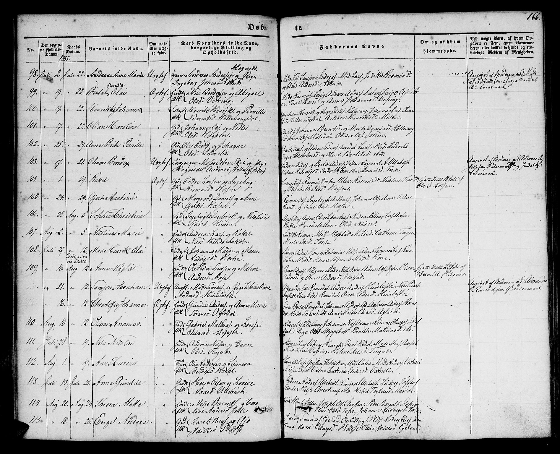 Førde sokneprestembete, AV/SAB-A-79901/H/Haa/Haaa/L0007: Parish register (official) no. A 7, 1843-1860, p. 166