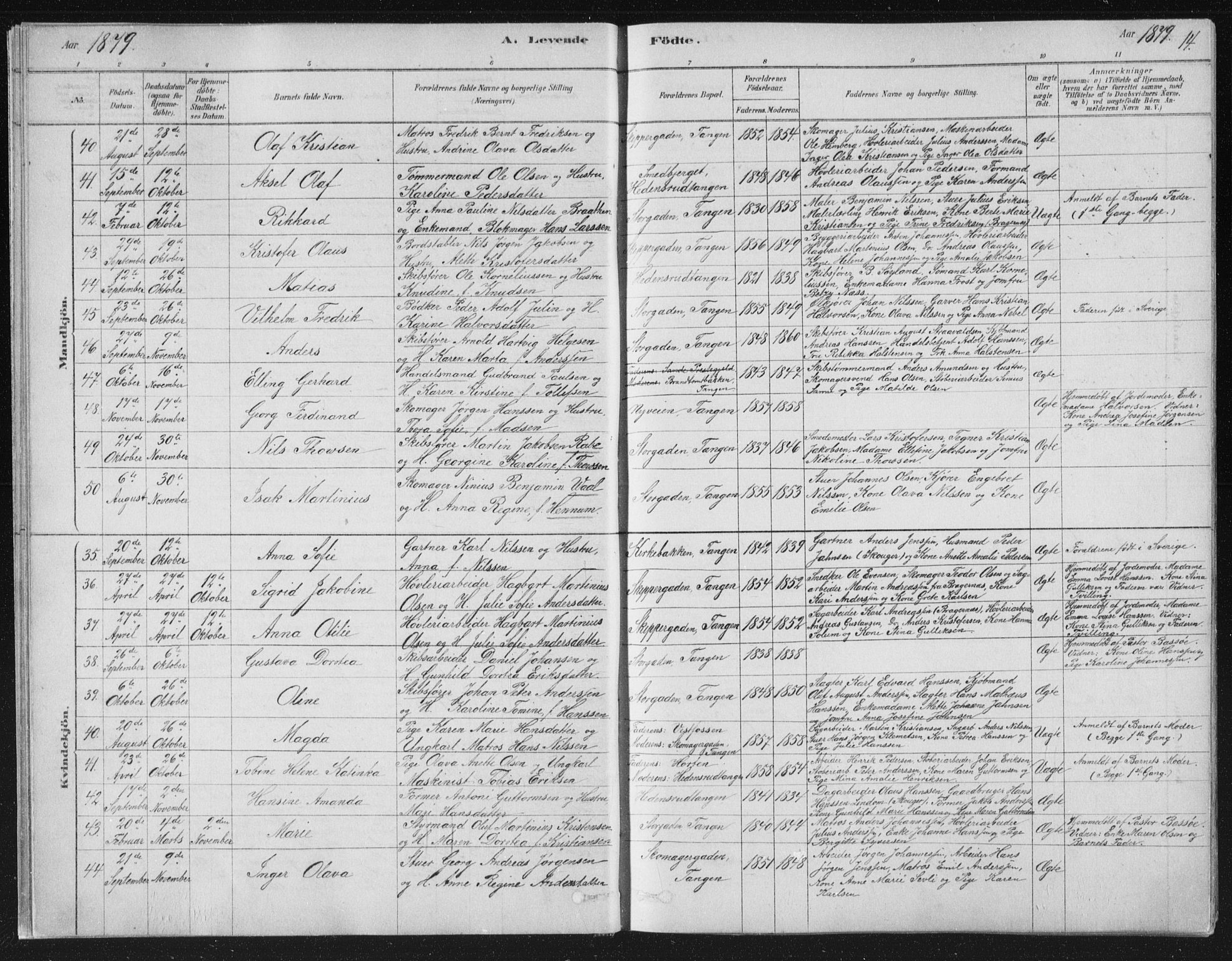 Strømsø kirkebøker, AV/SAKO-A-246/F/Fb/L0005: Parish register (official) no. II 5, 1877-1902, p. 14