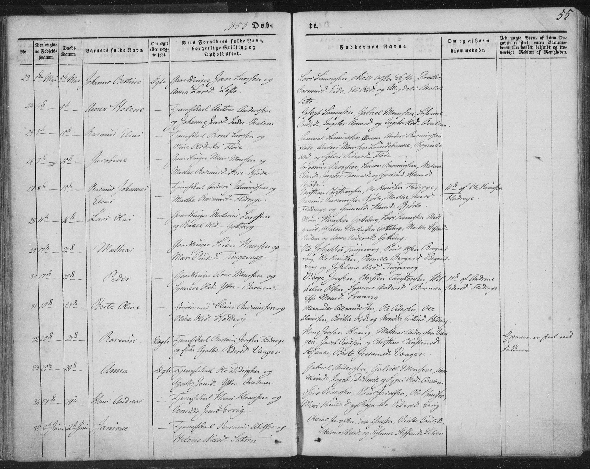 Selje sokneprestembete, AV/SAB-A-99938/H/Ha/Haa/Haaa: Parish register (official) no. A 10, 1844-1858, p. 55