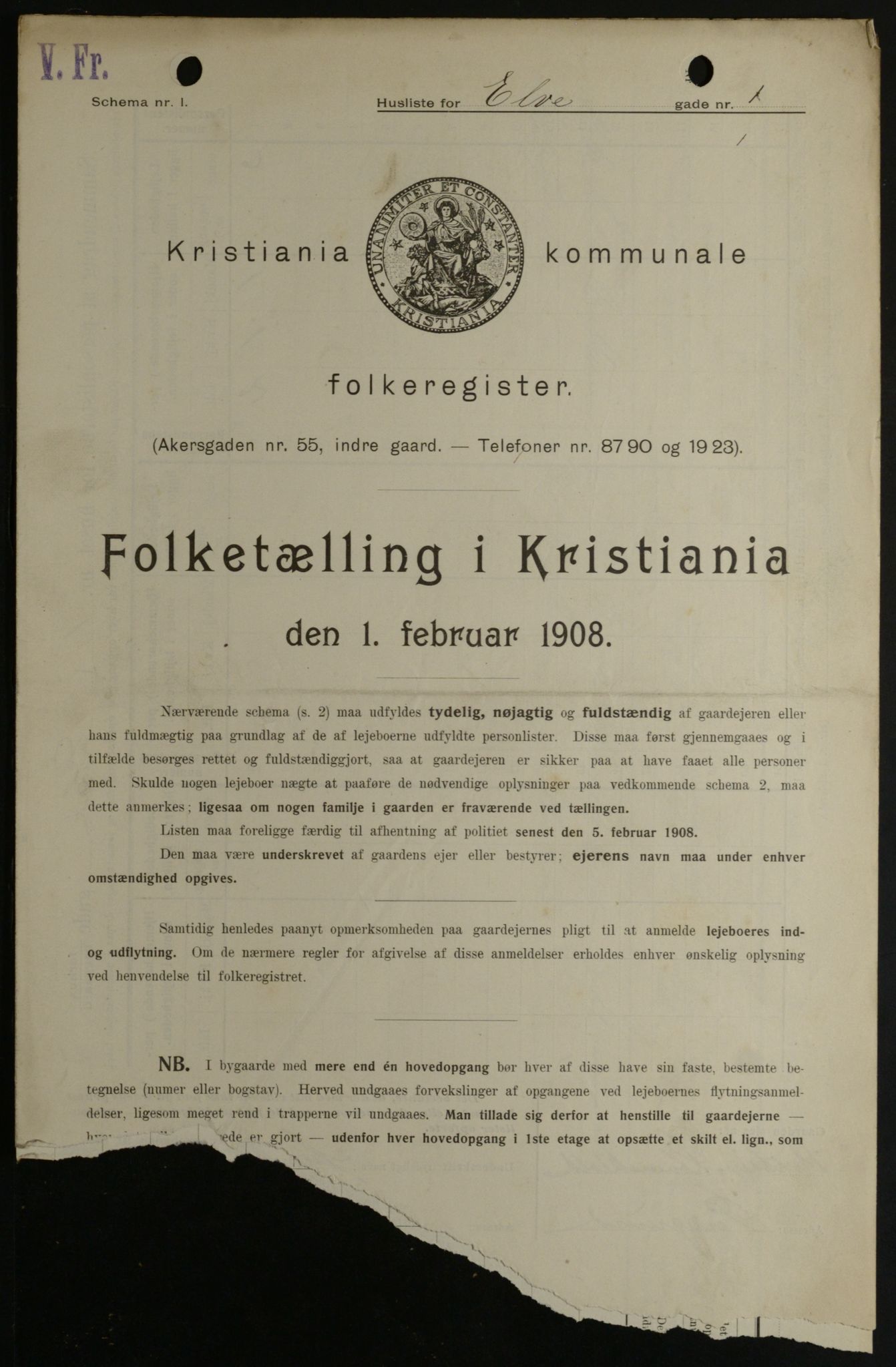 OBA, Municipal Census 1908 for Kristiania, 1908, p. 19022