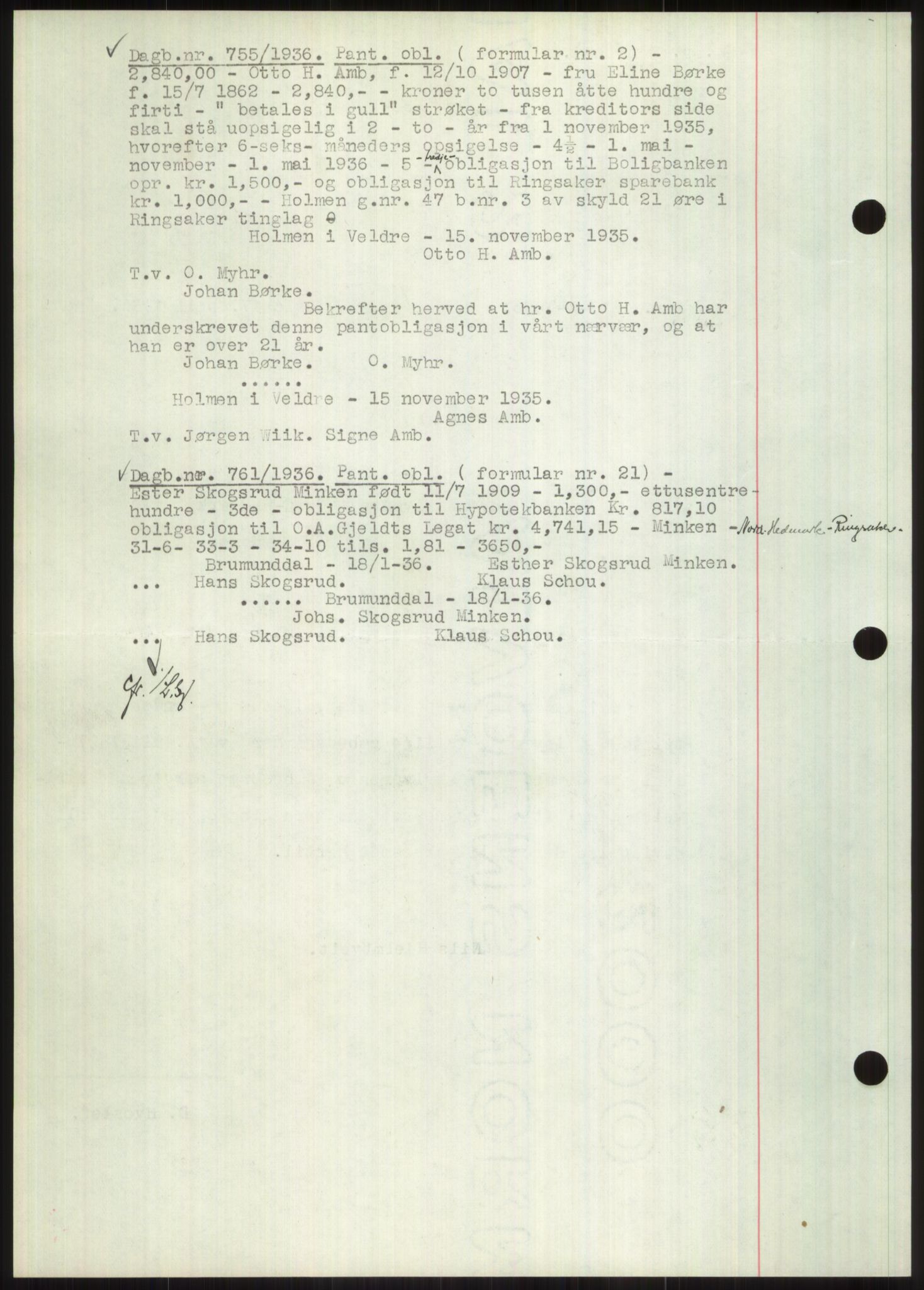 Nord-Hedmark sorenskriveri, AV/SAH-TING-012/H/Hb/Hbf/L0001: Mortgage book no. B1, 1936-1936, Diary no: : 755/1936