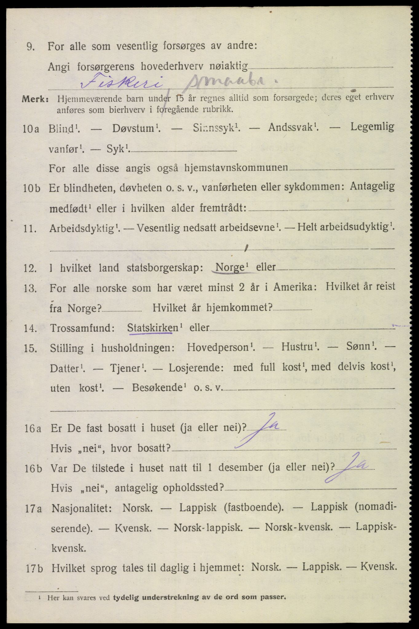 SAT, 1920 census for Sortland, 1920, p. 6773