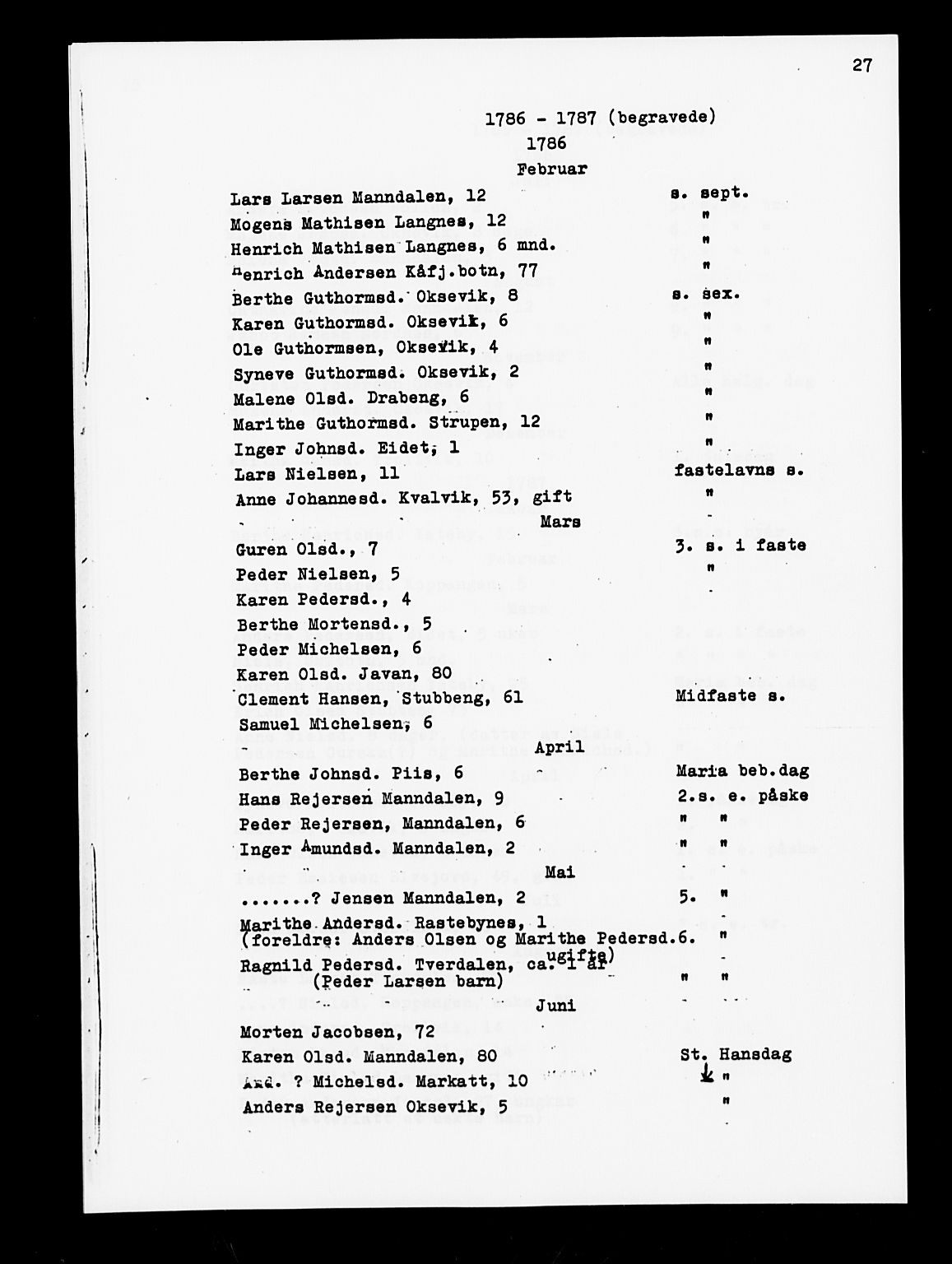 Uten arkivreferanse, SATØ/-: Other parish register no. -, 1782-1790, p. 27