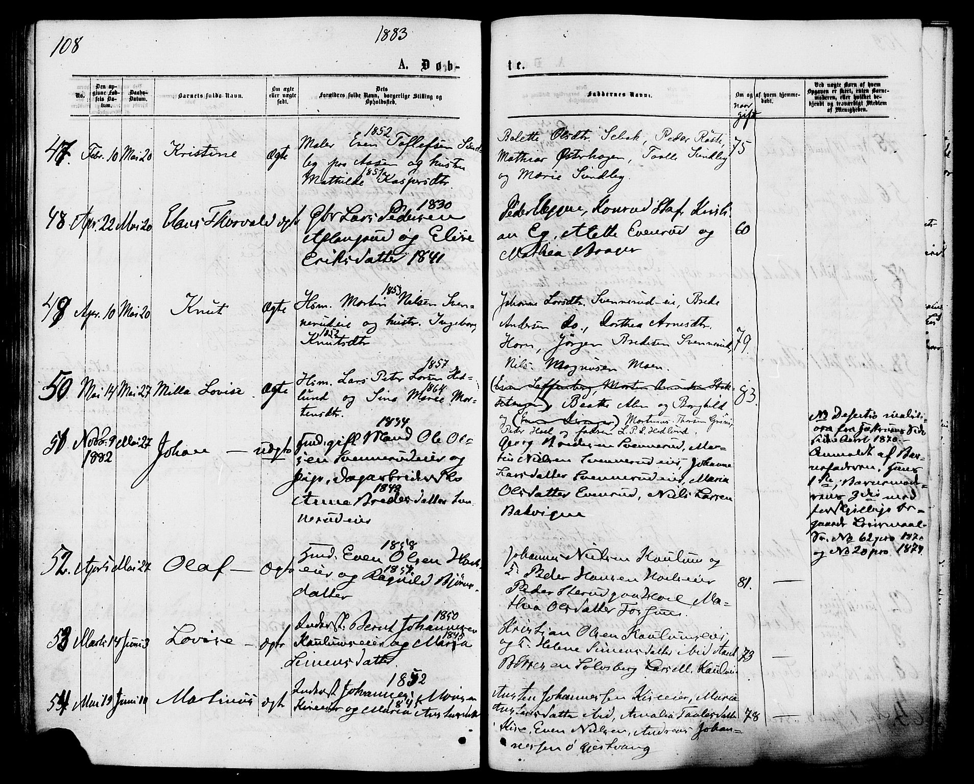 Nes prestekontor, Hedmark, AV/SAH-PREST-020/K/Ka/L0005: Parish register (official) no. 5, 1872-1886, p. 108