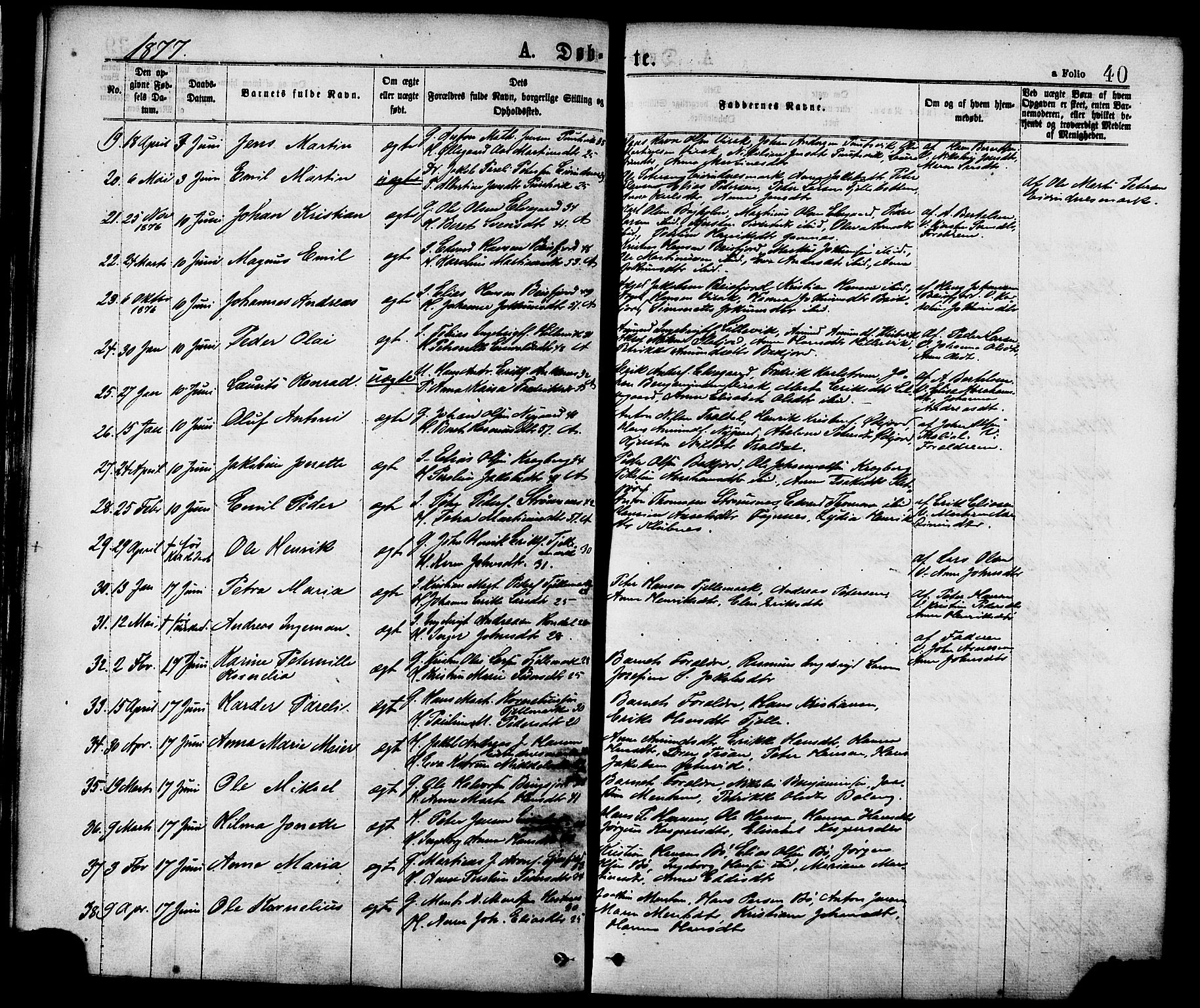 Ministerialprotokoller, klokkerbøker og fødselsregistre - Nordland, SAT/A-1459/863/L0897: Parish register (official) no. 863A09, 1872-1886, p. 40