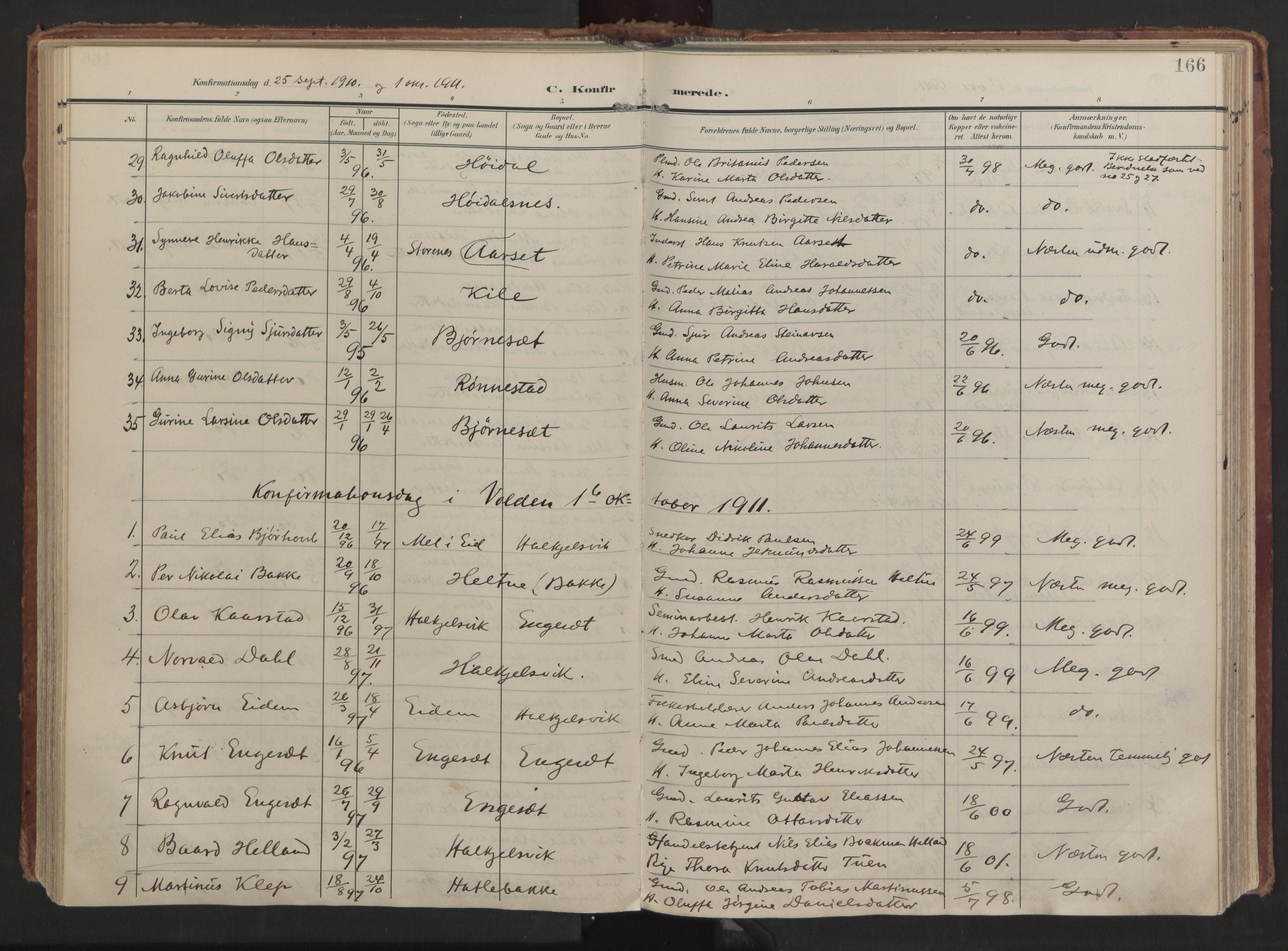 Ministerialprotokoller, klokkerbøker og fødselsregistre - Møre og Romsdal, AV/SAT-A-1454/511/L0144: Parish register (official) no. 511A11, 1906-1923, p. 166