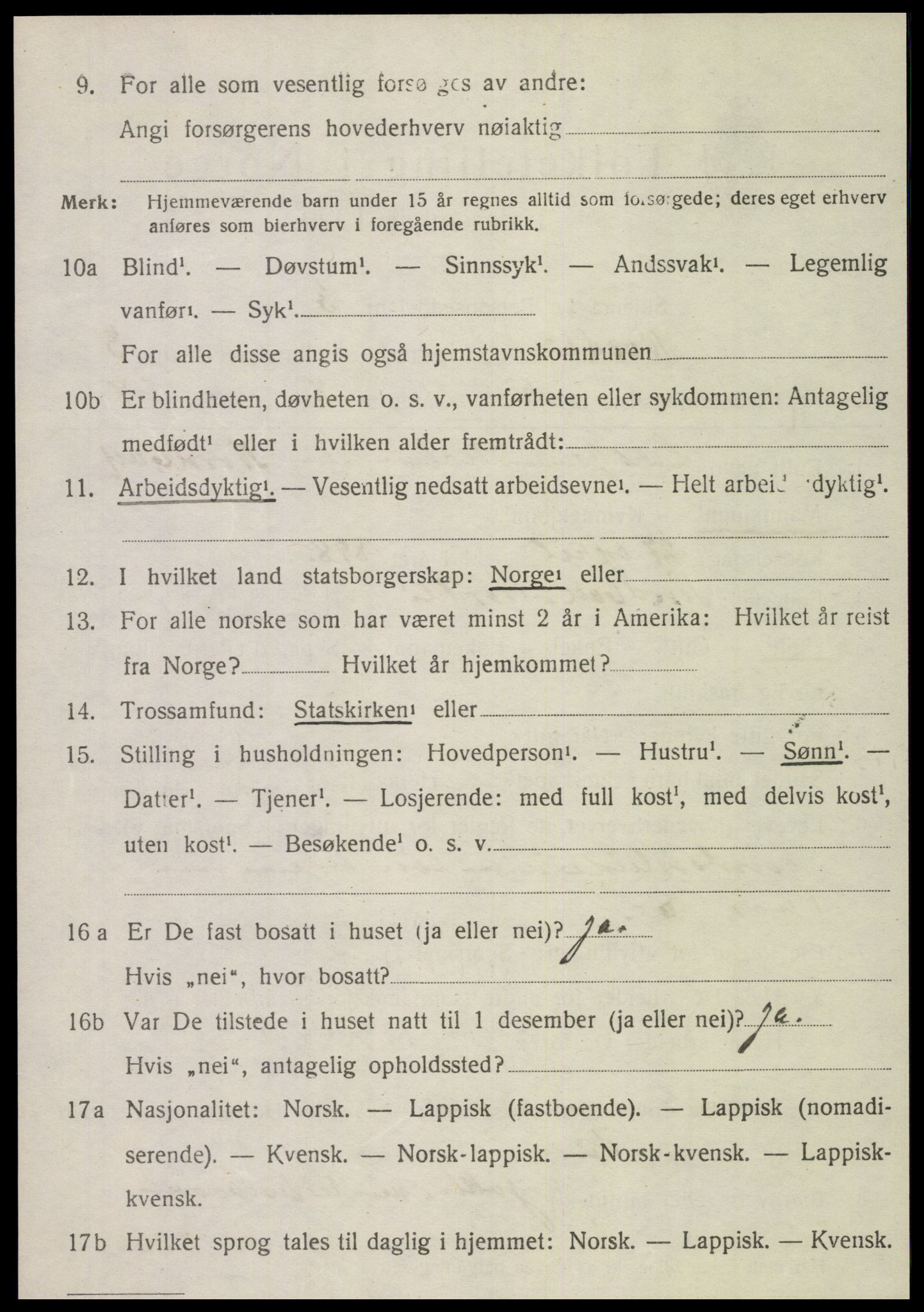 SAT, 1920 census for Nordli, 1920, p. 1454