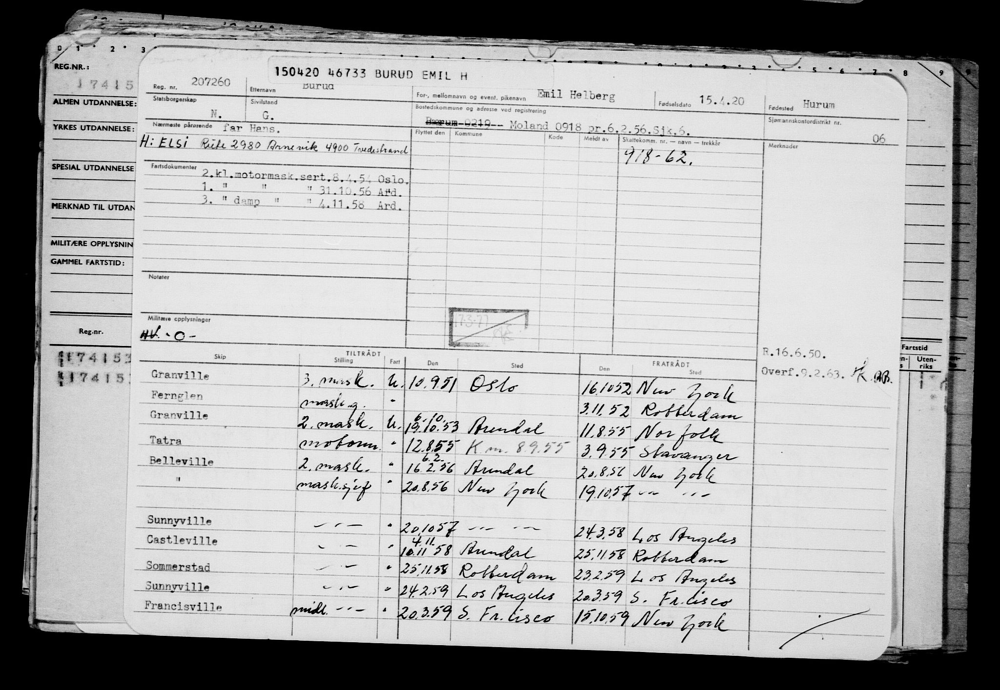 Direktoratet for sjømenn, AV/RA-S-3545/G/Gb/L0179: Hovedkort, 1920, p. 445