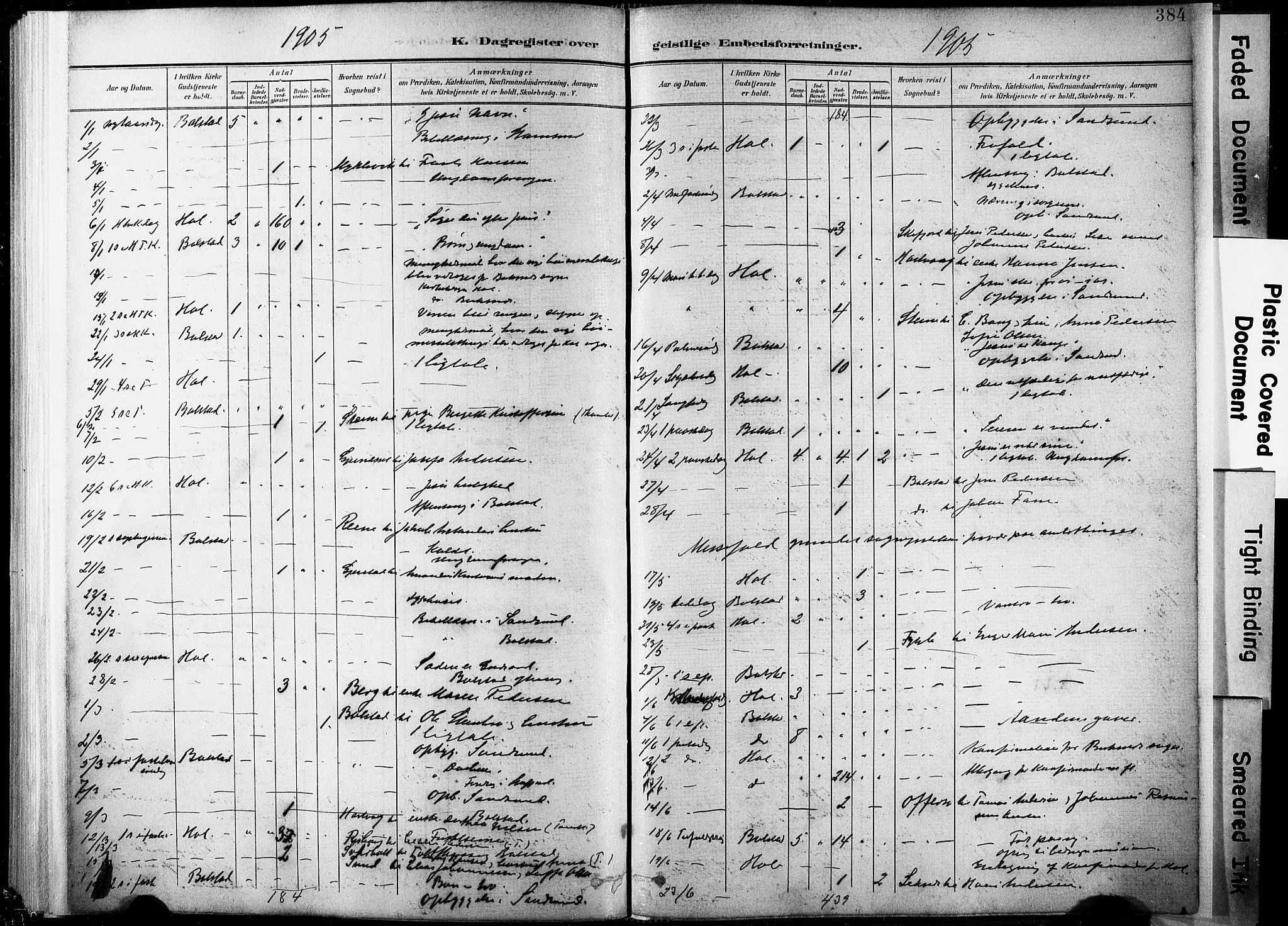 Ministerialprotokoller, klokkerbøker og fødselsregistre - Nordland, AV/SAT-A-1459/881/L1151: Parish register (official) no. 881A04, 1899-1907, p. 384