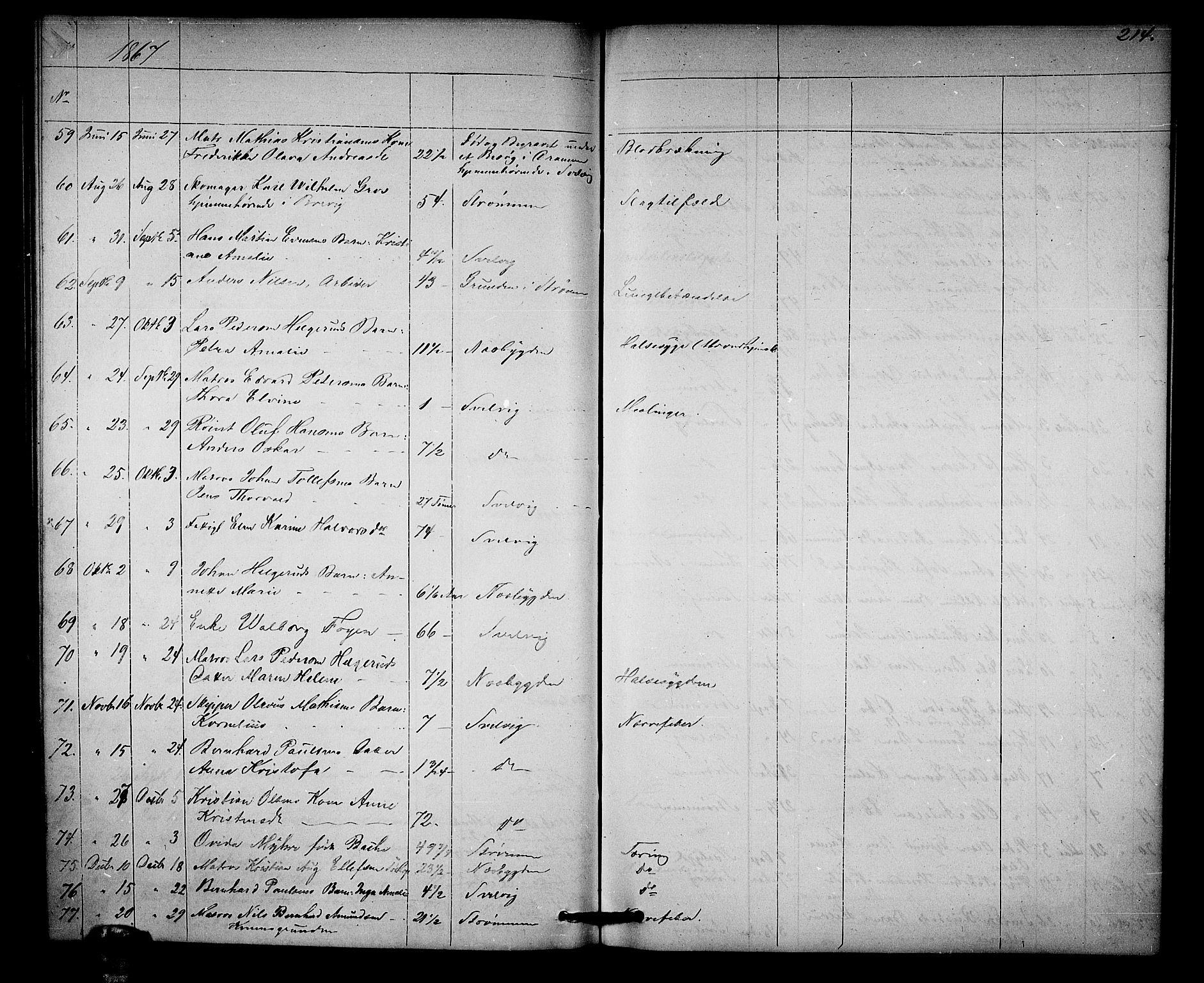 Strømm kirkebøker, SAKO/A-322/G/Ga/L0001: Parish register (copy) no. I 1, 1861-1885, p. 214