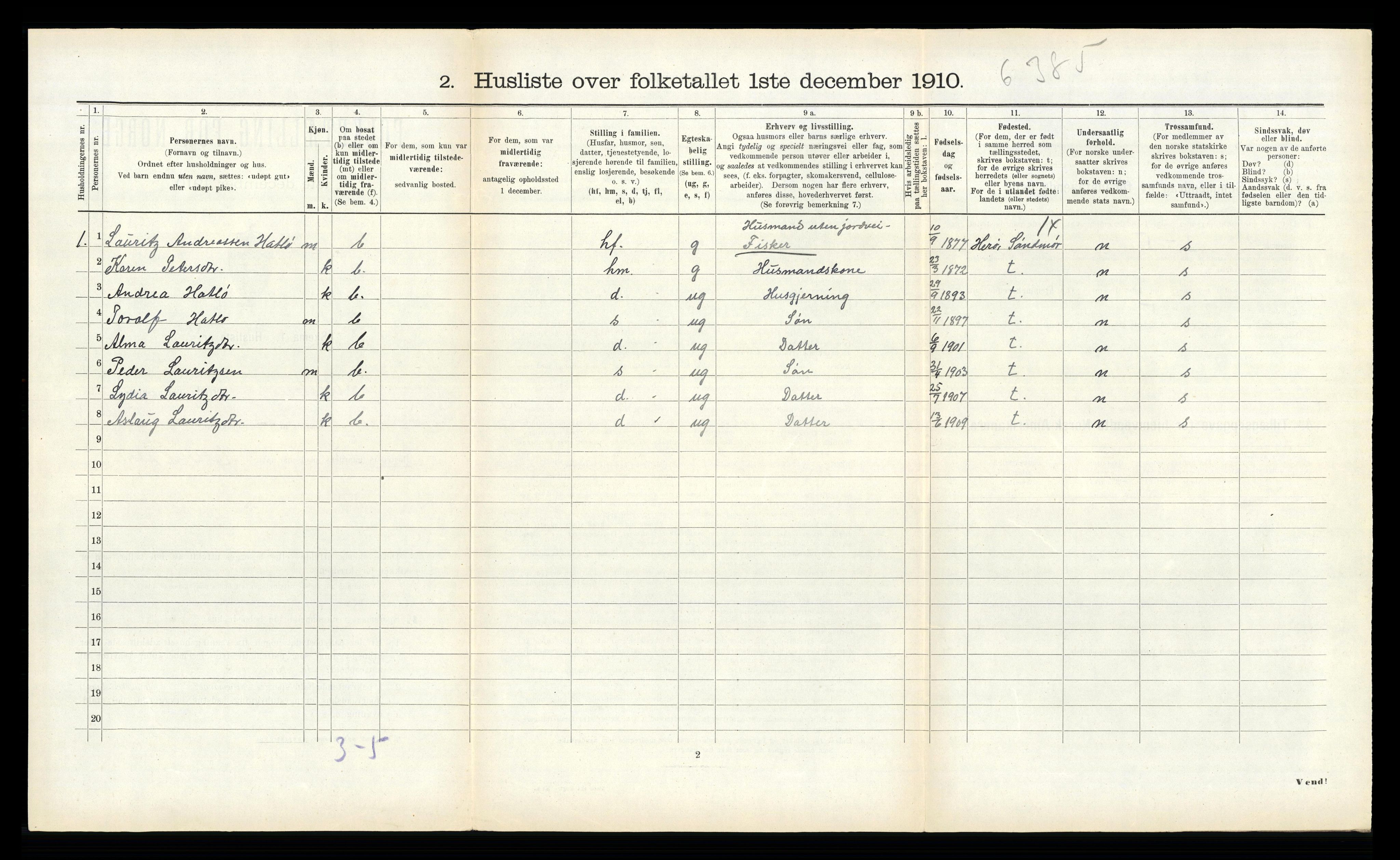 RA, 1910 census for Ulstein, 1910, p. 517