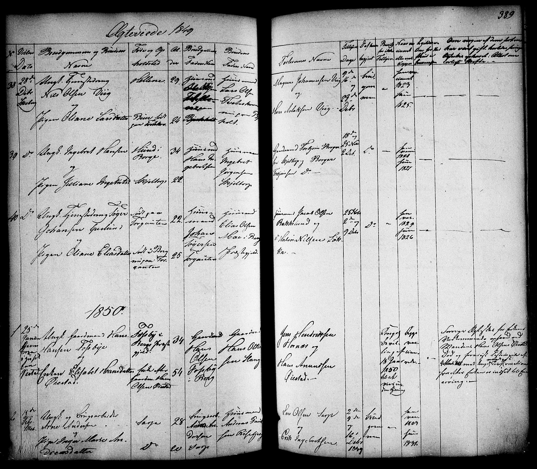 Skjeberg prestekontor Kirkebøker, SAO/A-10923/F/Fa/L0006: Parish register (official) no. I 6, 1846-1858, p. 389