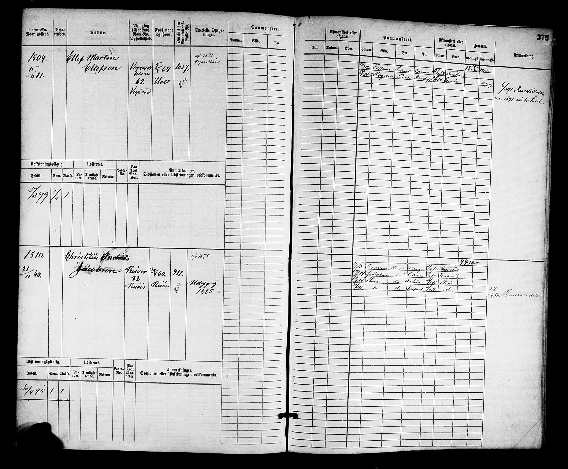 Risør mønstringskrets, SAK/2031-0010/F/Fb/L0003: Hovedrulle nr 767-1528, Q-3, 1868-1910, p. 380