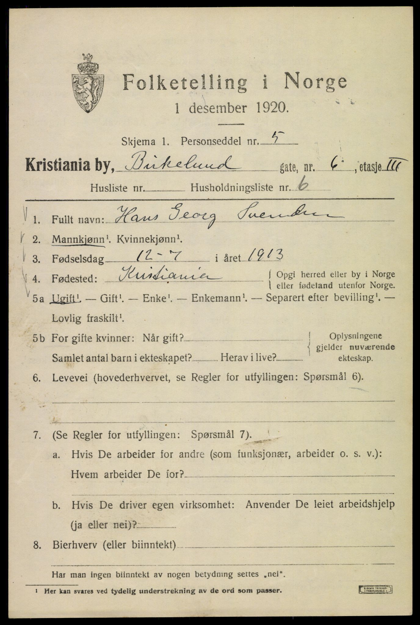 SAO, 1920 census for Kristiania, 1920, p. 156919