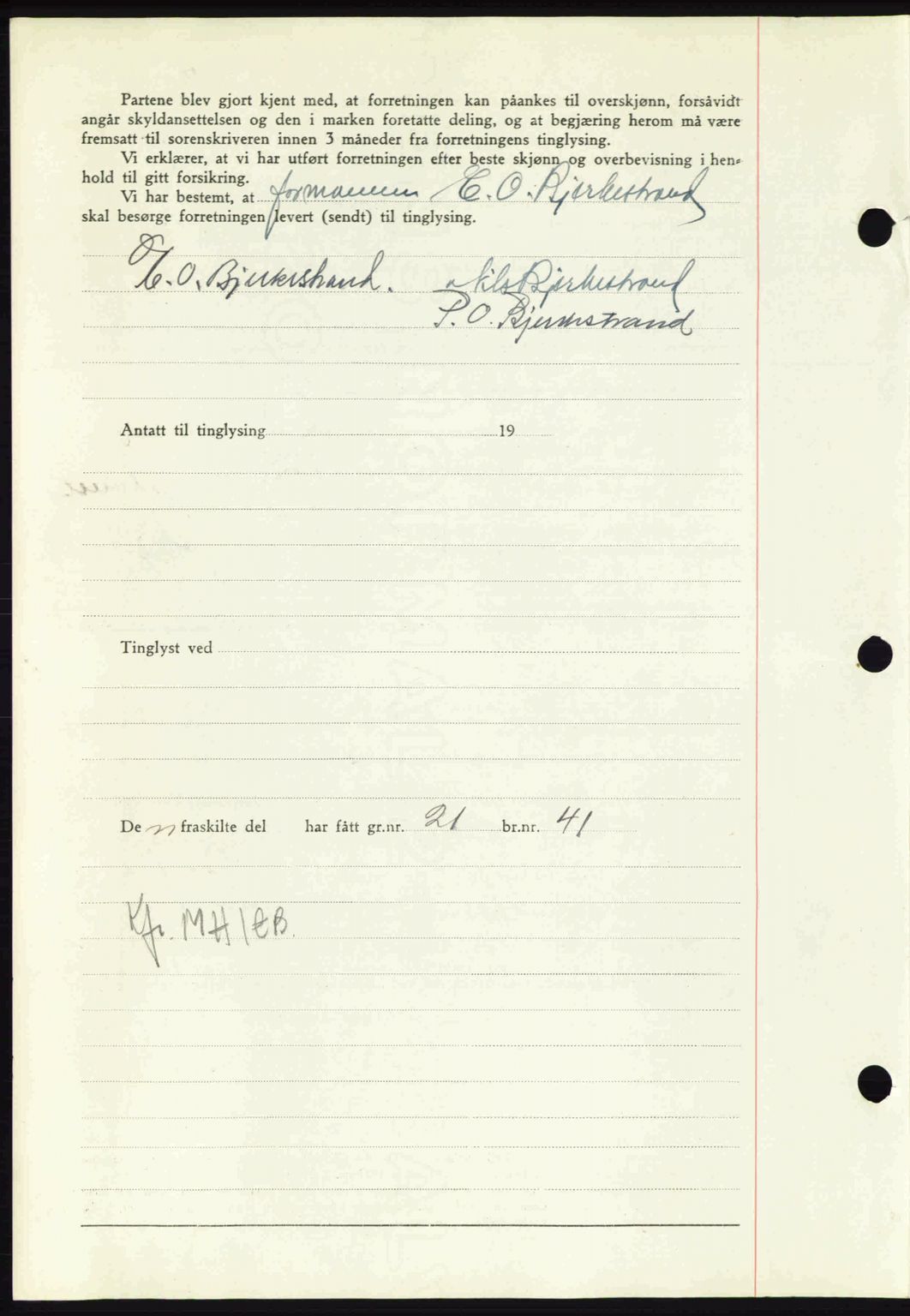 Nordmøre sorenskriveri, AV/SAT-A-4132/1/2/2Ca: Mortgage book no. A91, 1941-1942, Diary no: : 1955/1941