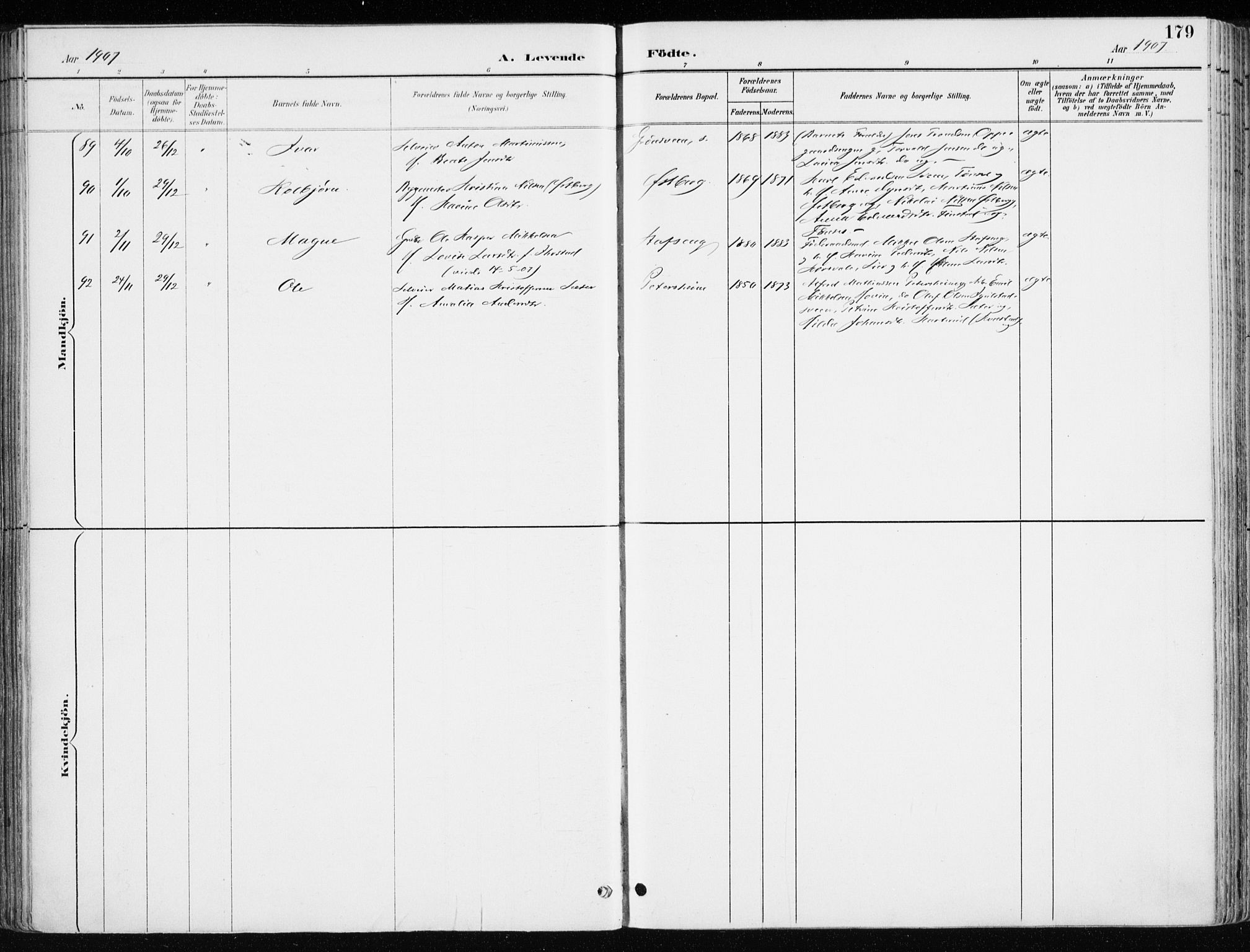 Løten prestekontor, AV/SAH-PREST-022/K/Ka/L0010: Parish register (official) no. 10, 1892-1907, p. 179