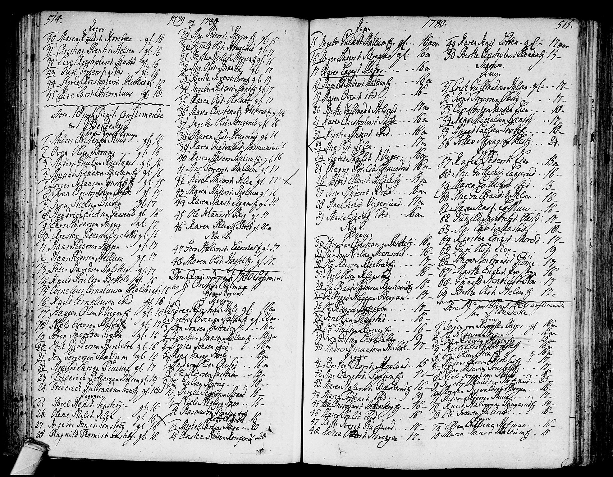 Modum kirkebøker, SAKO/A-234/F/Fa/L0002: Parish register (official) no. 2, 1741-1782, p. 514-515