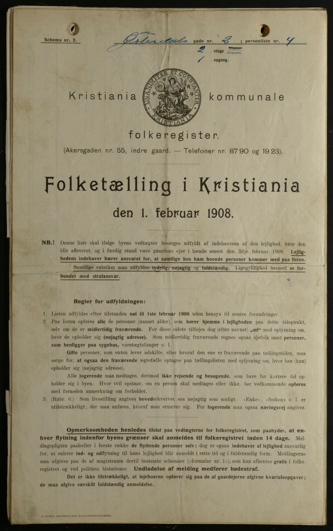 OBA, Municipal Census 1908 for Kristiania, 1908, p. 115757