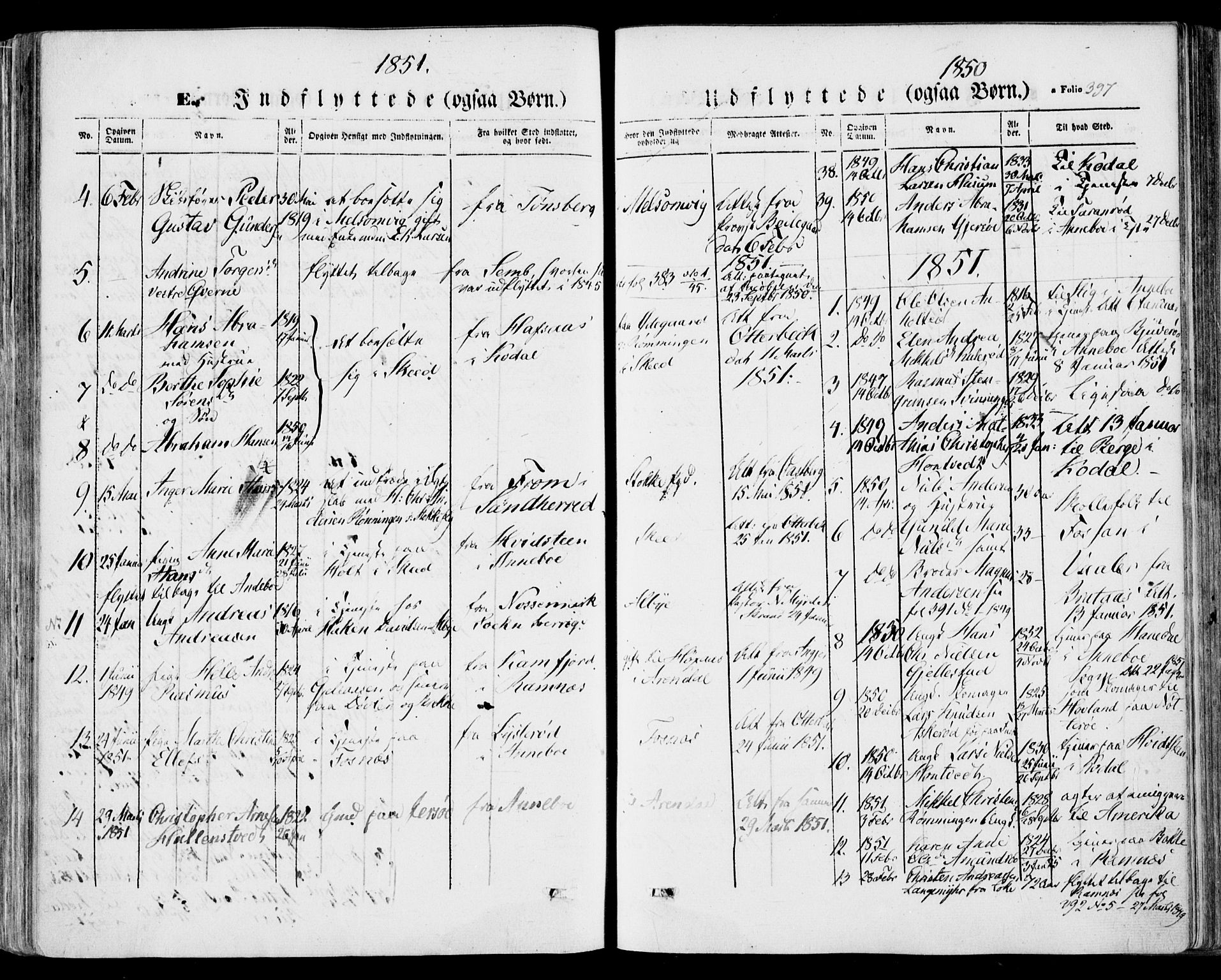 Stokke kirkebøker, AV/SAKO-A-320/F/Fa/L0007: Parish register (official) no. I 7, 1844-1857, p. 397