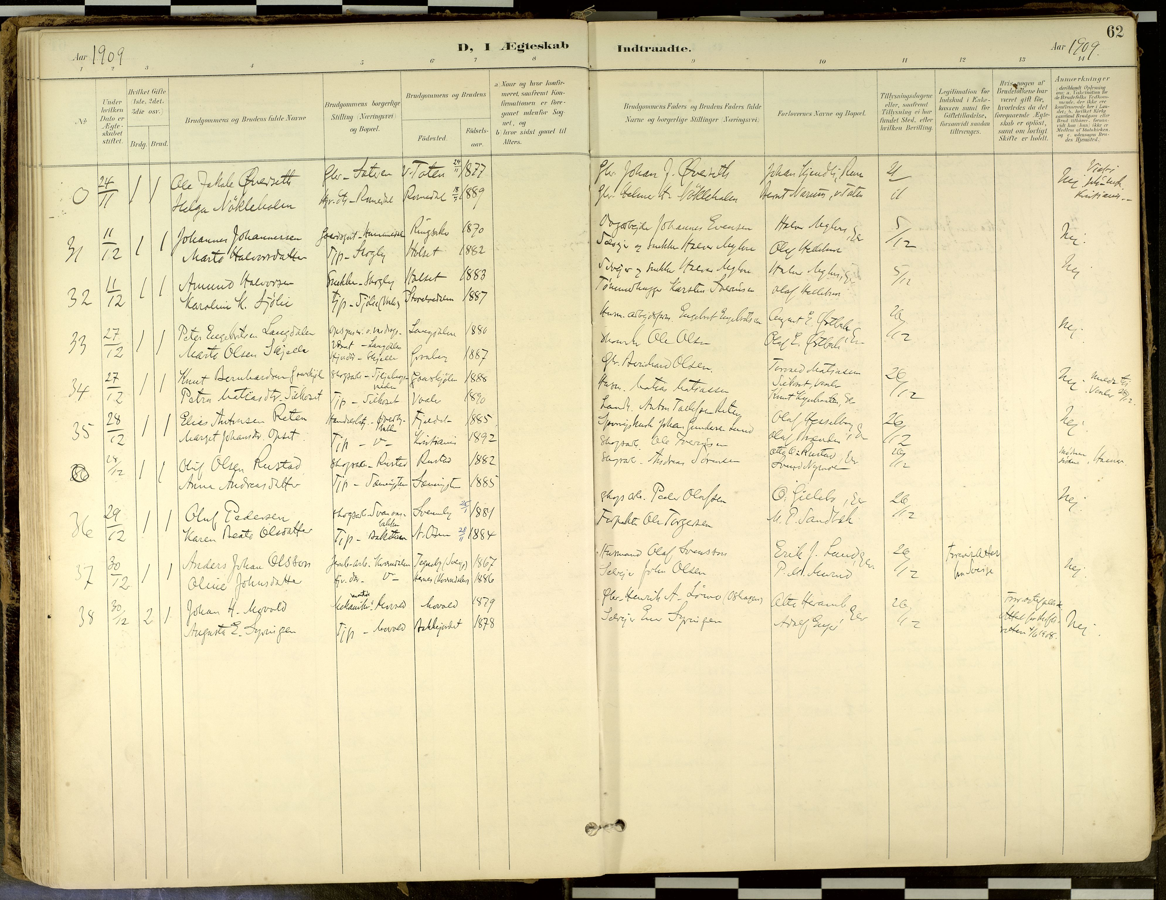 Elverum prestekontor, SAH/PREST-044/H/Ha/Haa/L0018: Parish register (official) no. 18, 1894-1914, p. 62