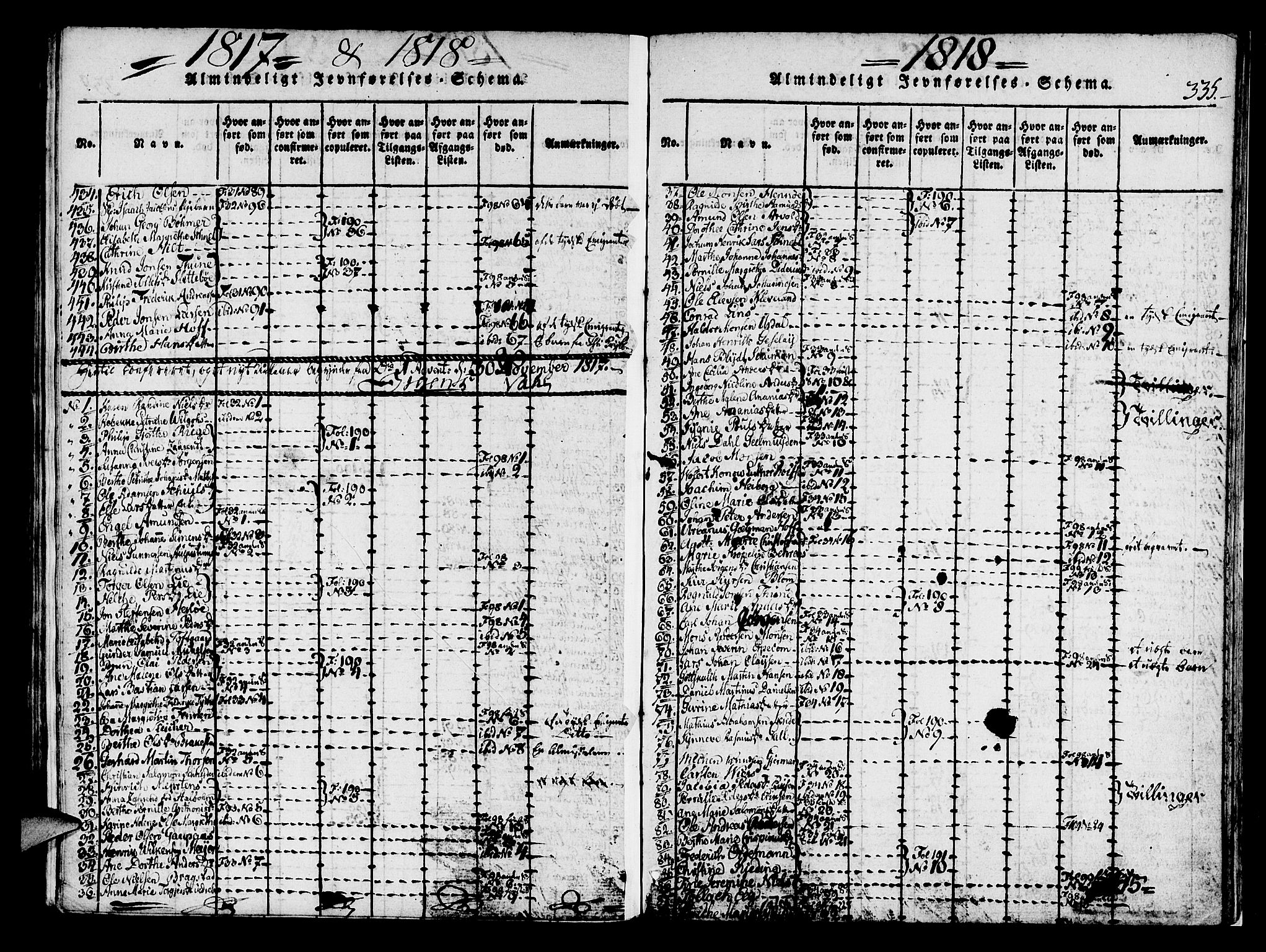 Korskirken sokneprestembete, SAB/A-76101/H/Haa/L0013: Parish register (official) no. A 13, 1815-1822, p. 335