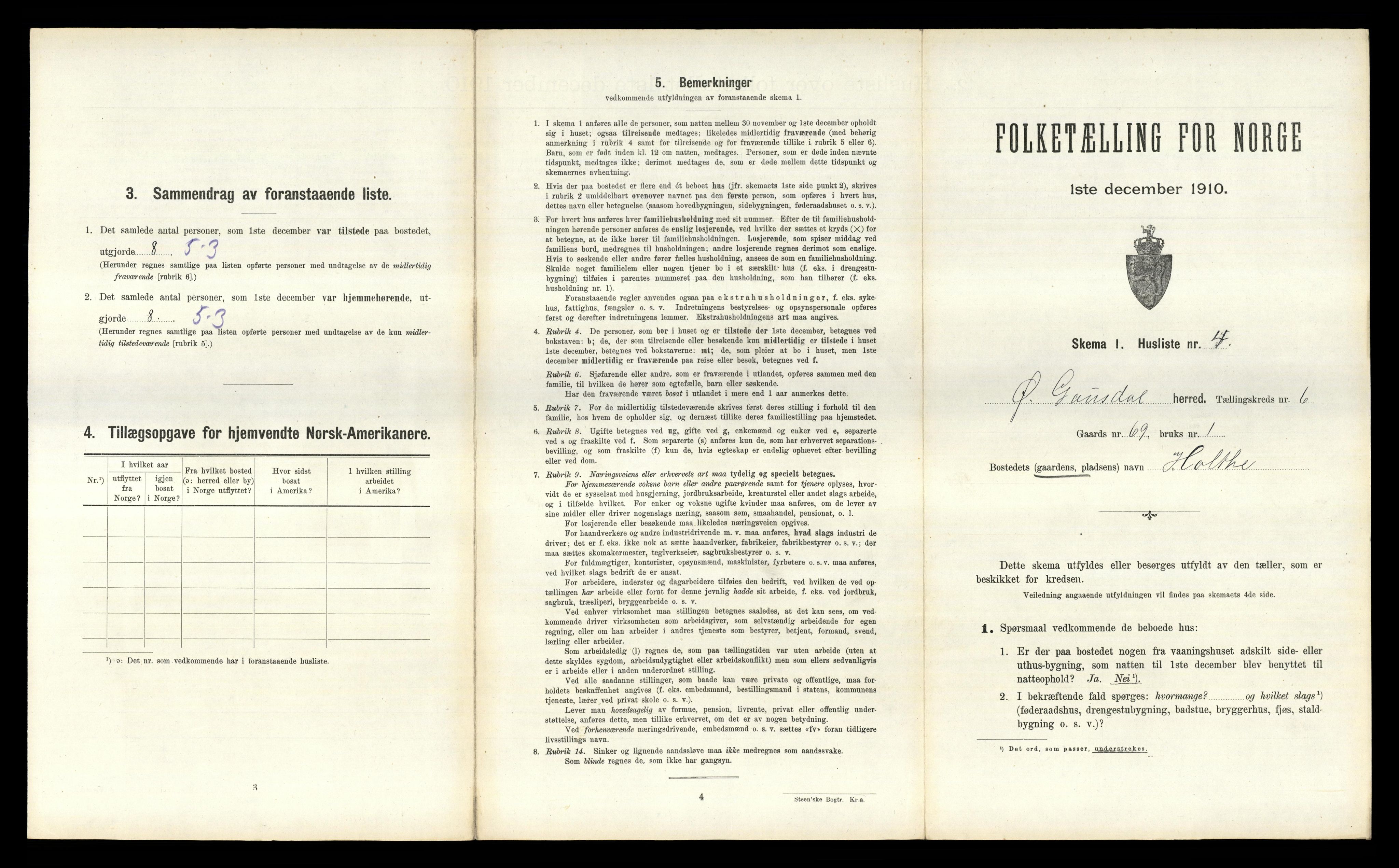 RA, 1910 census for Østre Gausdal, 1910, p. 846