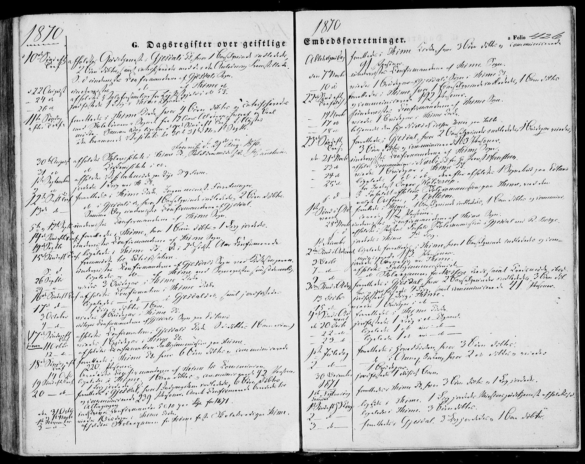 Lye sokneprestkontor, SAST/A-101794/001/30BA/L0007: Parish register (official) no. A 6, 1856-1871, p. 426