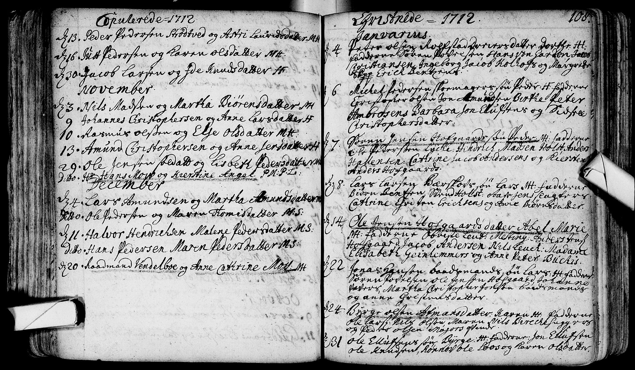 Bragernes kirkebøker, SAKO/A-6/F/Fa/L0003: Parish register (official) no. I 3, 1706-1734, p. 108