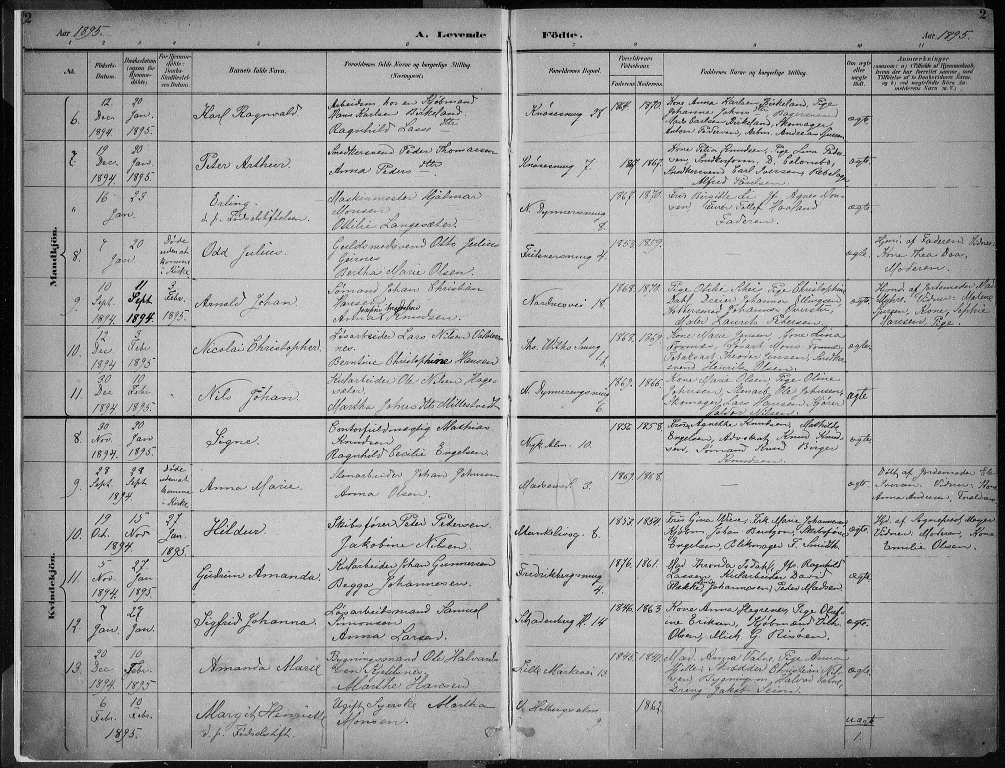 Nykirken Sokneprestembete, AV/SAB-A-77101/H/Haa/L0018: Parish register (official) no. B 6, 1895-1903, p. 2