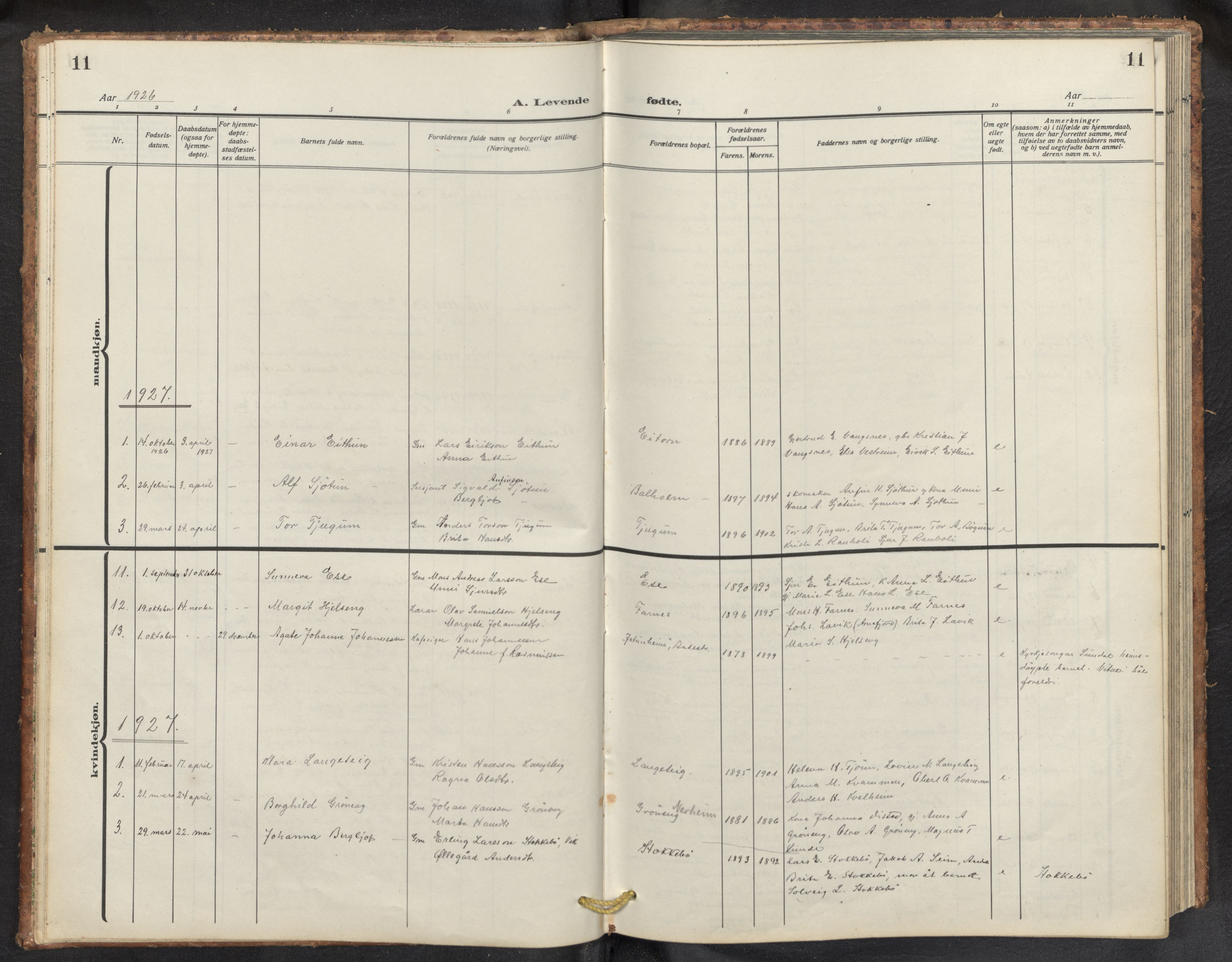 Balestrand sokneprestembete, AV/SAB-A-79601/H/Hab/Haba/L0003: Parish register (copy) no. A 3, 1920-1956, p. 11