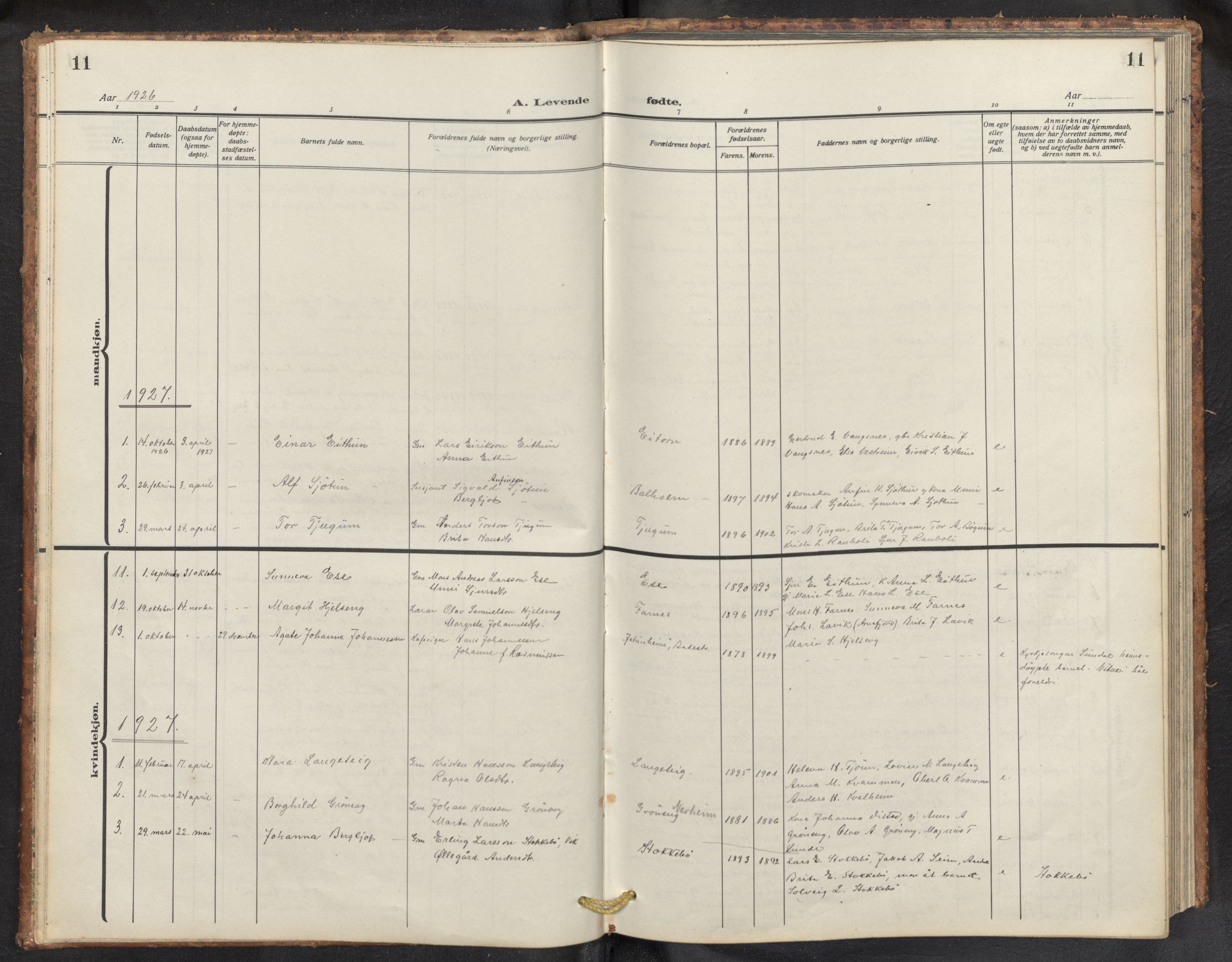 Balestrand sokneprestembete, AV/SAB-A-79601/H/Hab/Haba/L0003: Parish register (copy) no. A 3, 1920-1956, p. 11