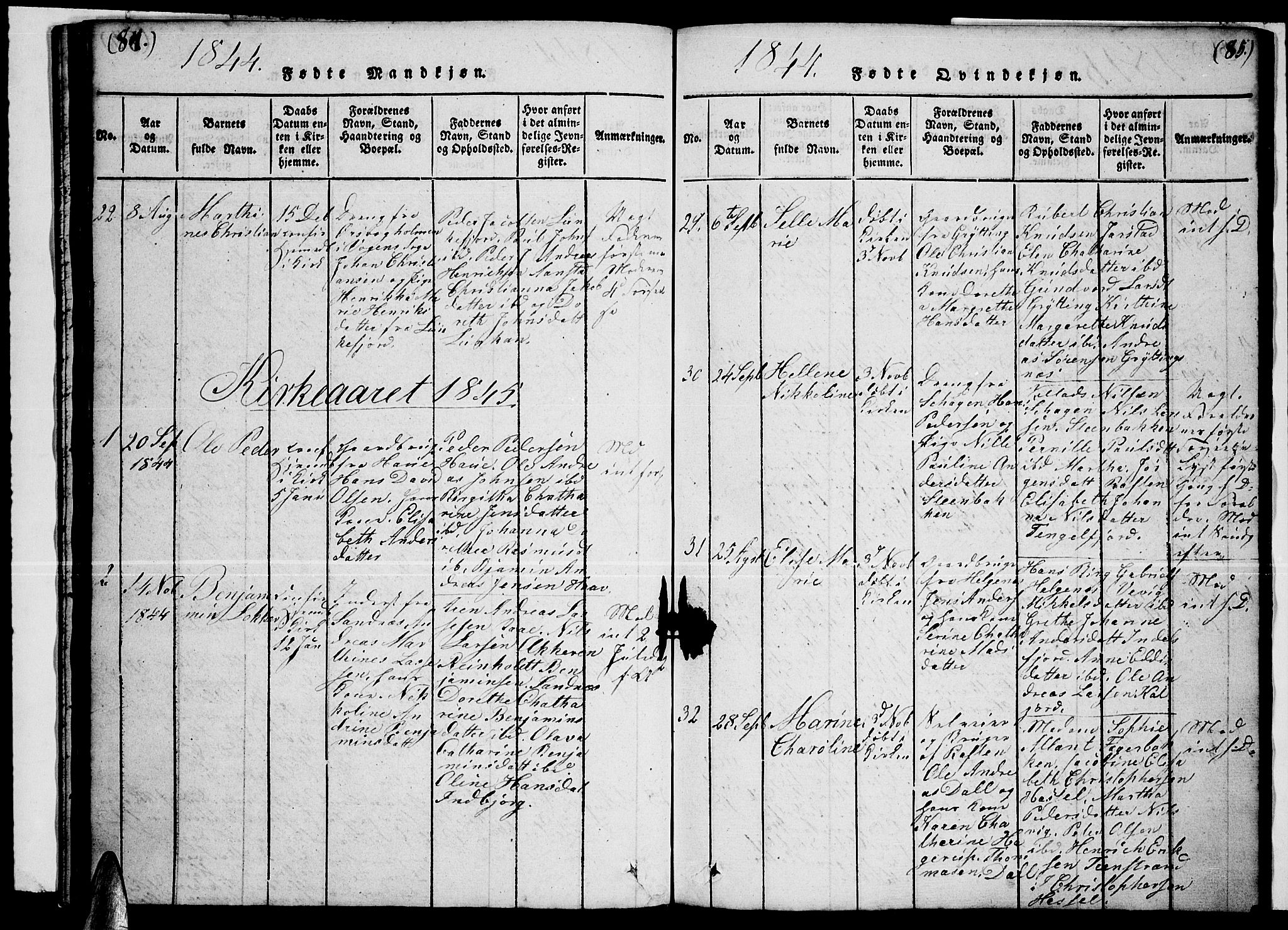 Ministerialprotokoller, klokkerbøker og fødselsregistre - Nordland, SAT/A-1459/888/L1263: Parish register (copy) no. 888C02 /1, 1820-1850, p. 84-85