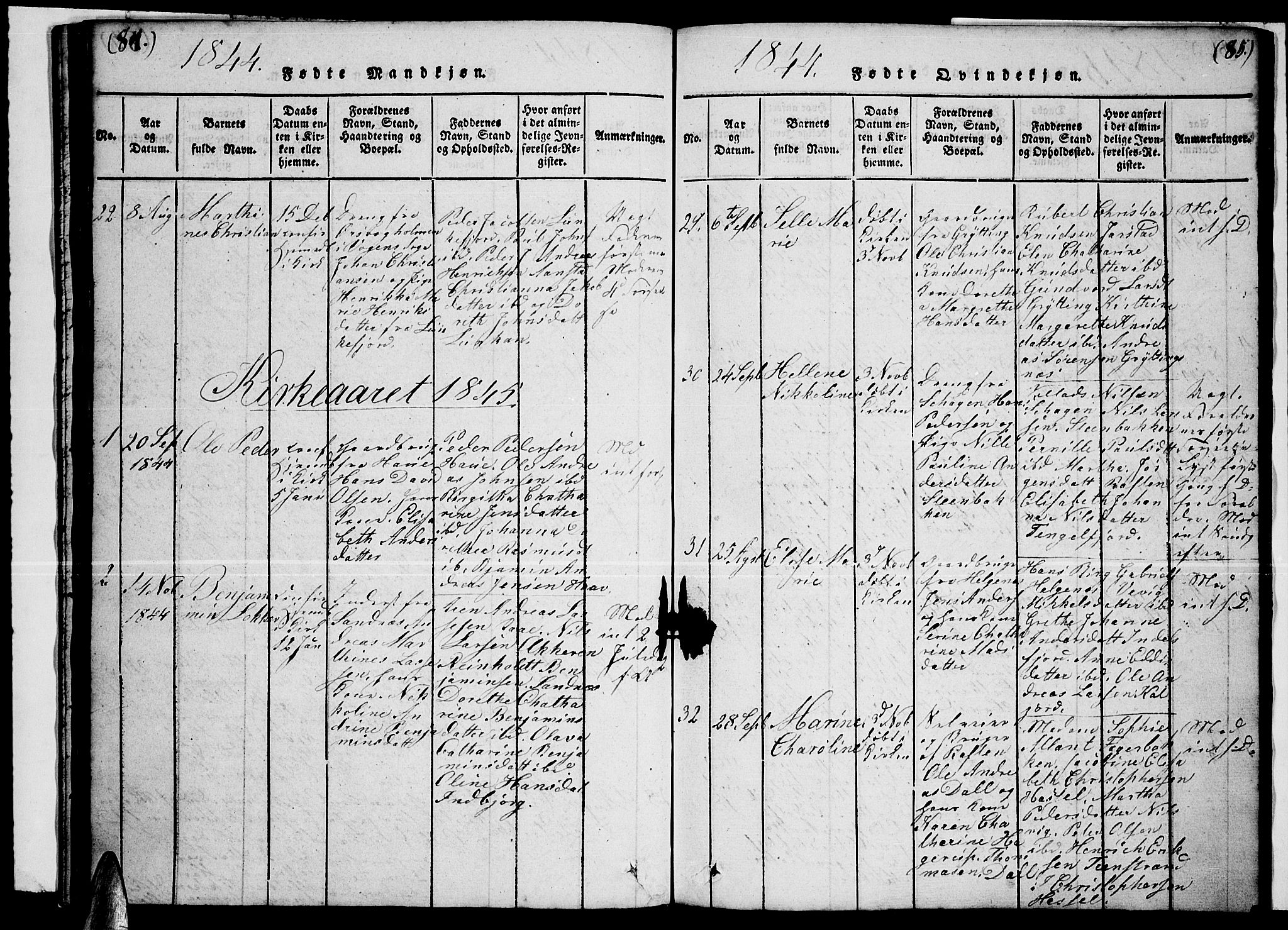 Ministerialprotokoller, klokkerbøker og fødselsregistre - Nordland, AV/SAT-A-1459/888/L1263: Parish register (copy) no. 888C02 /1, 1820-1850, p. 84-85