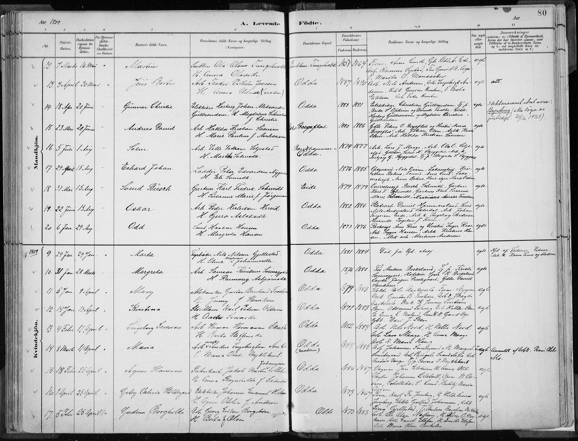 Odda Sokneprestembete, SAB/A-77201/H/Haa: Parish register (official) no. A  3, 1882-1913, p. 80
