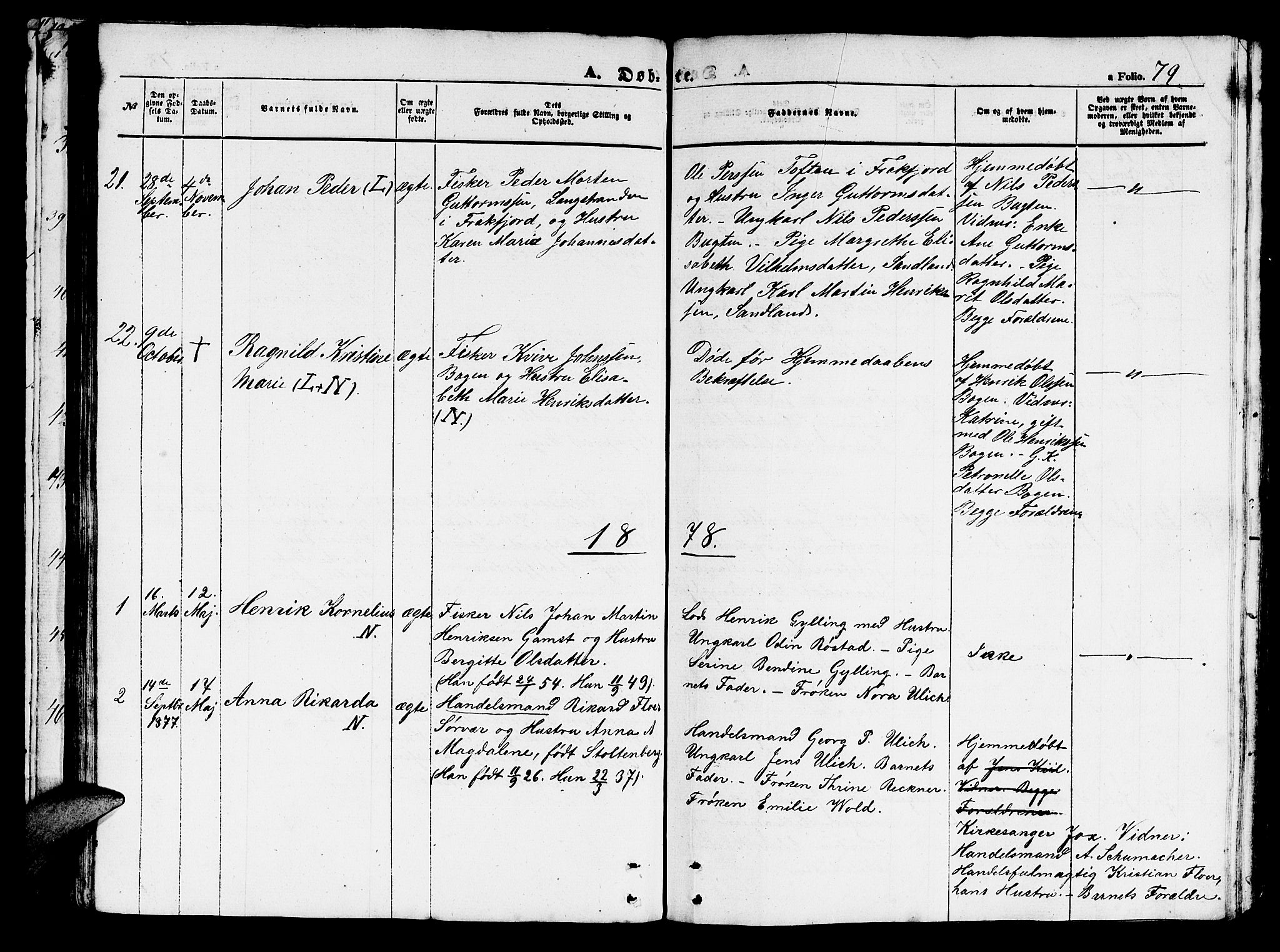 Loppa sokneprestkontor, SATØ/S-1339/H/Hb/L0002klokker: Parish register (copy) no. 2, 1850-1880, p. 79