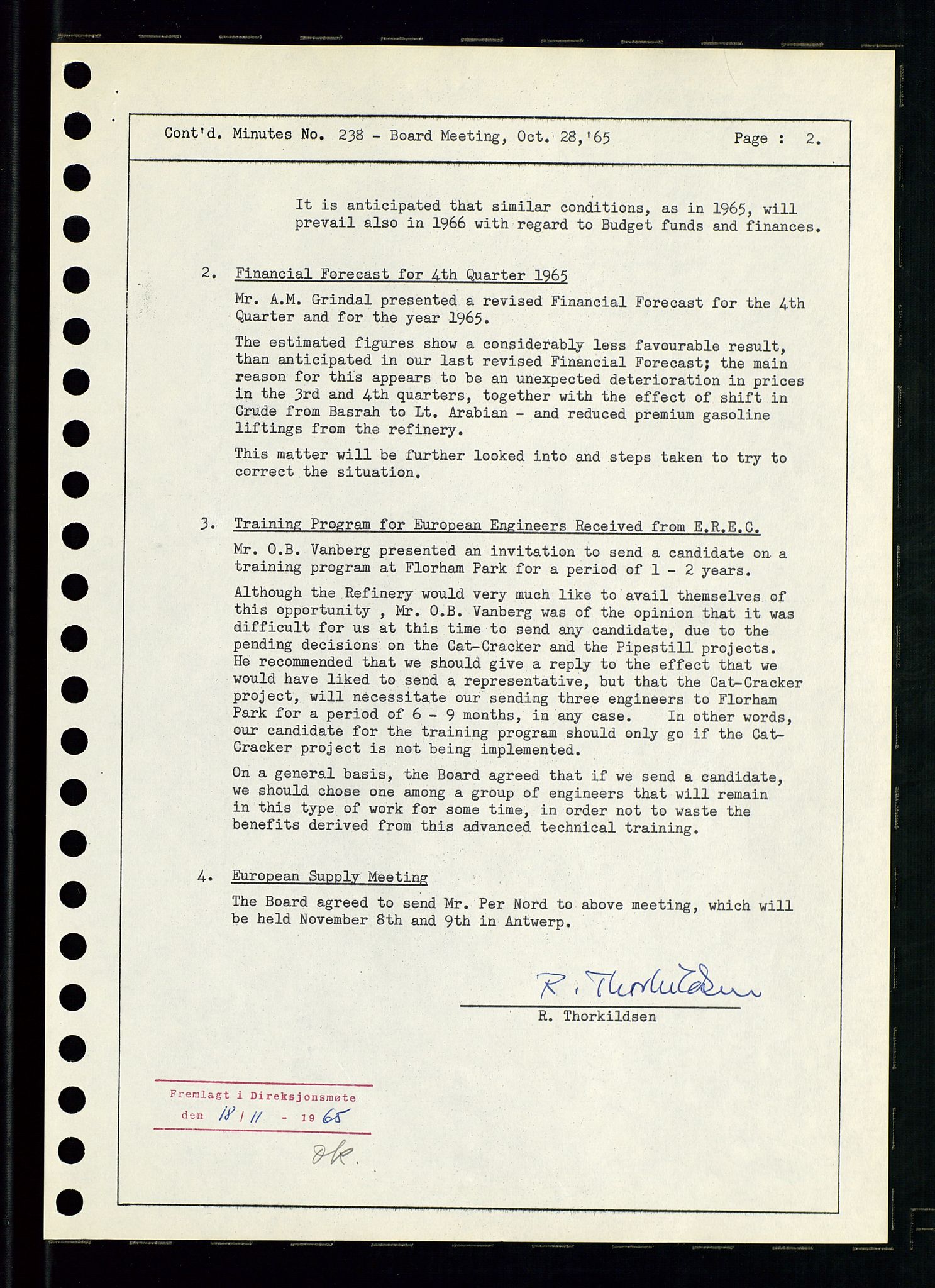 Pa 0982 - Esso Norge A/S, AV/SAST-A-100448/A/Aa/L0002/0001: Den administrerende direksjon Board minutes (styrereferater) / Den administrerende direksjon Board minutes (styrereferater), 1965, p. 32