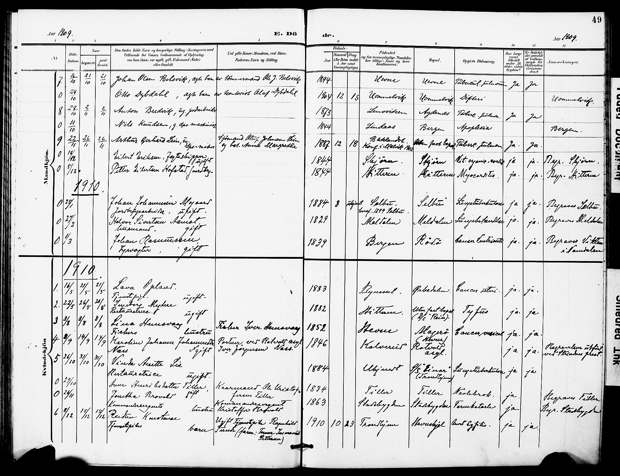 Ministerialprotokoller, klokkerbøker og fødselsregistre - Sør-Trøndelag, SAT/A-1456/628/L0483: Parish register (official) no. 628A01, 1902-1920, p. 49
