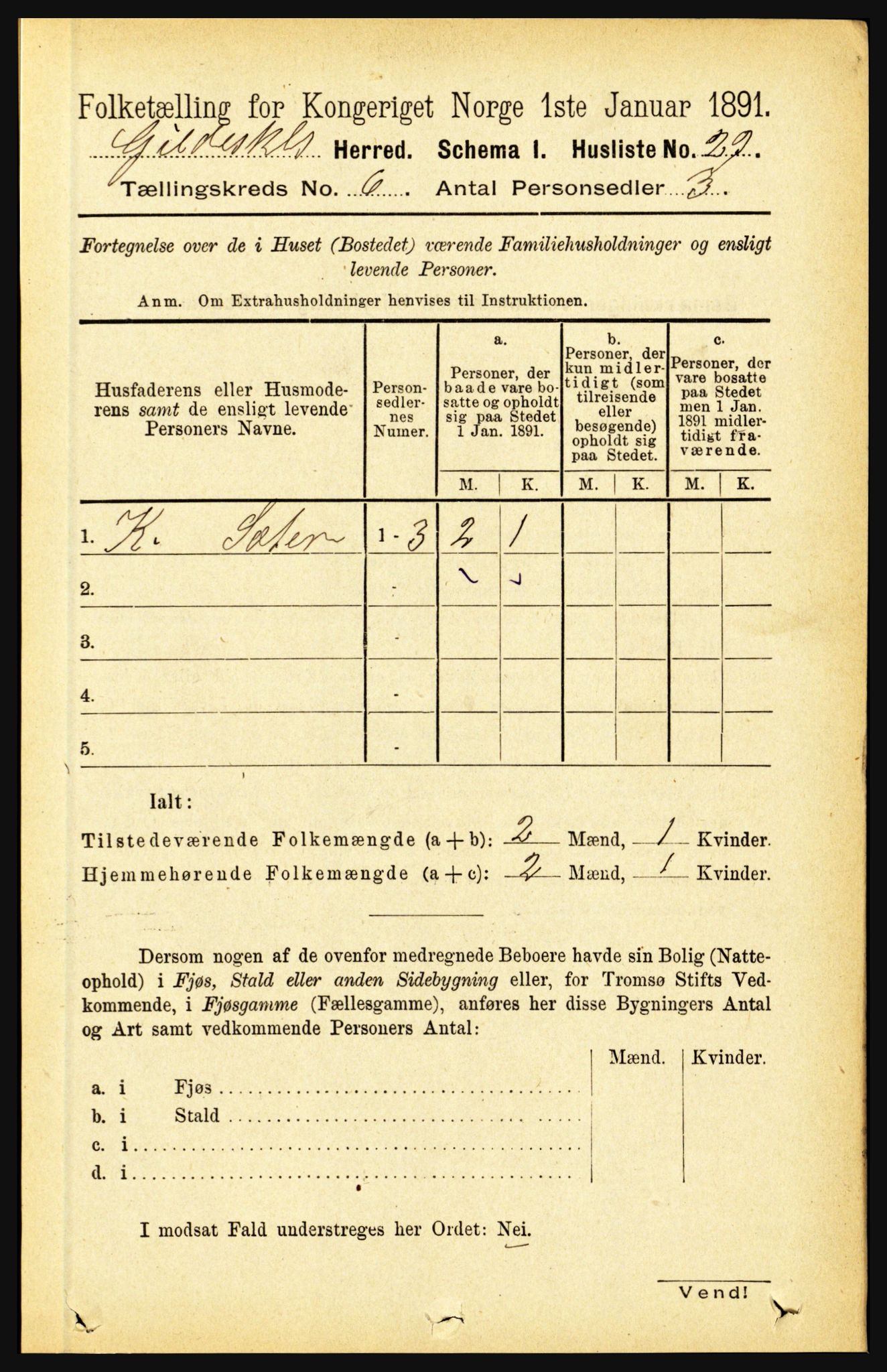 RA, 1891 census for 1838 Gildeskål, 1891, p. 1935