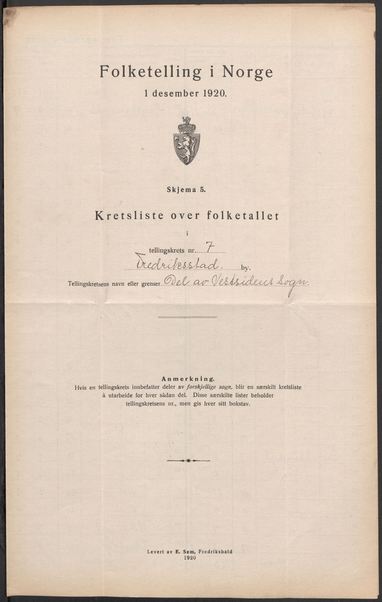 SAO, 1920 census for Fredrikstad, 1920, p. 23