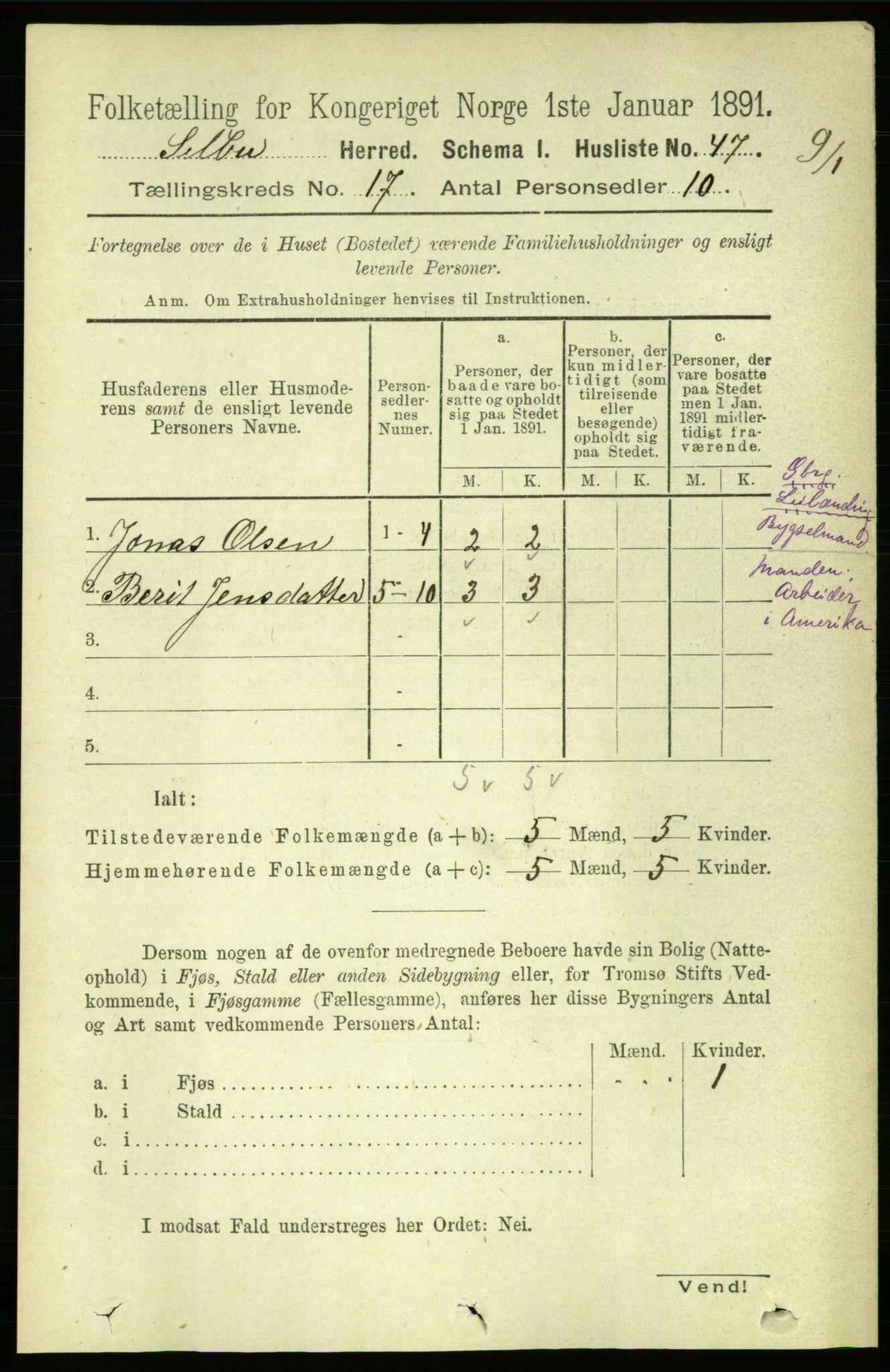 RA, 1891 census for 1664 Selbu, 1891, p. 6049