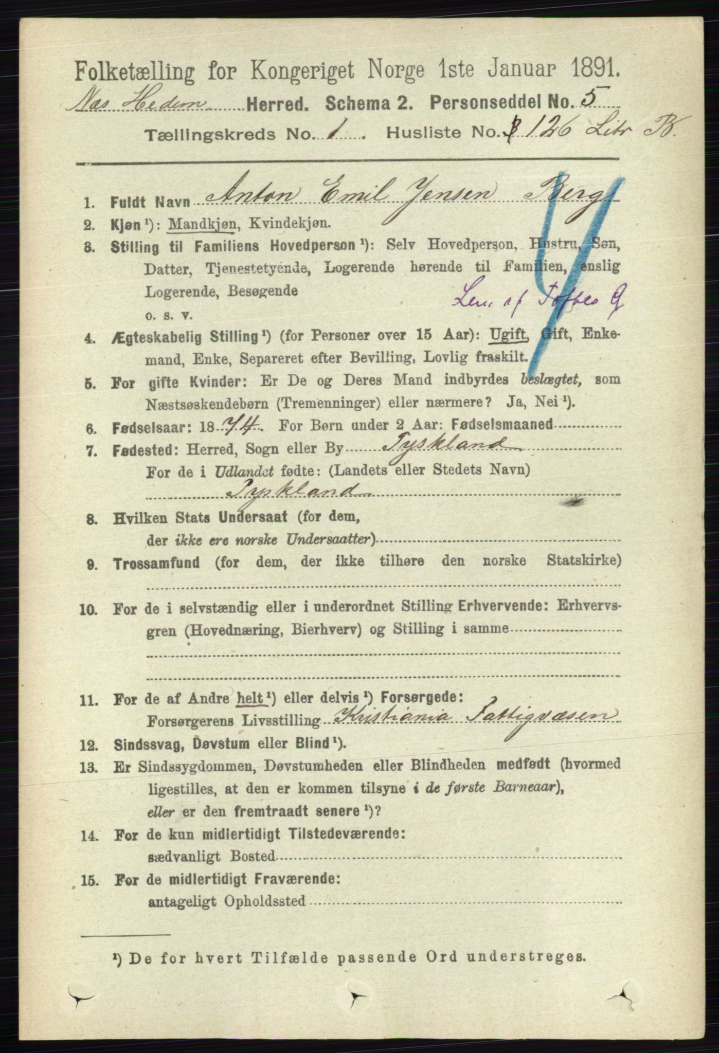 RA, 1891 census for 0411 Nes, 1891, p. 912
