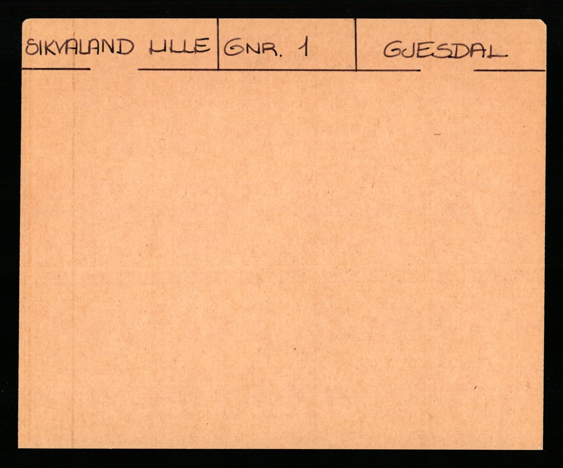 Statsarkivet i Stavanger, AV/SAST-A-101971/03/Y/Yk/L0035: Registerkort sortert etter gårdsnavn: Sikvaland lille - Skorve, 1750-1930, p. 1