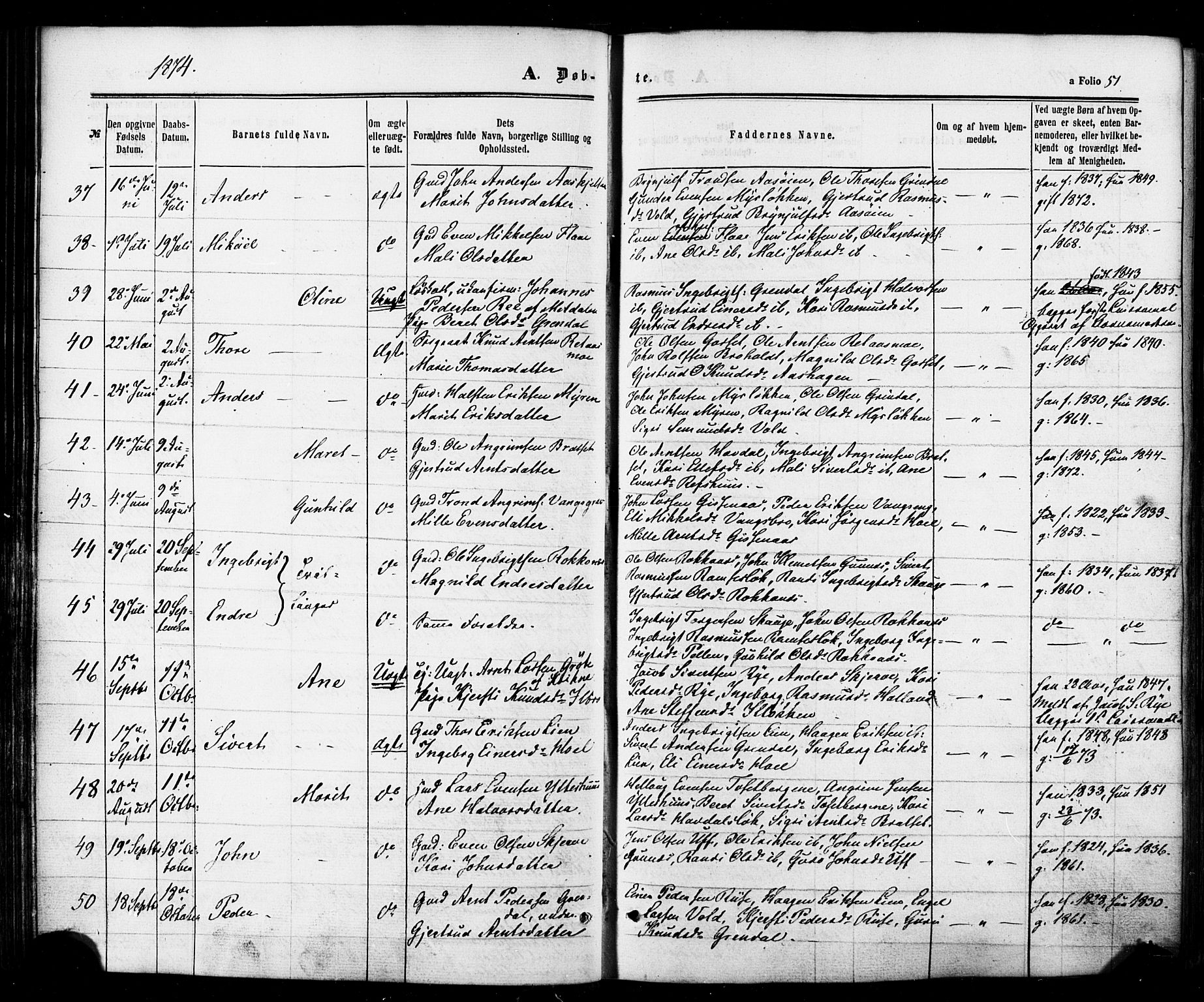 Ministerialprotokoller, klokkerbøker og fødselsregistre - Sør-Trøndelag, SAT/A-1456/674/L0870: Parish register (official) no. 674A02, 1861-1879, p. 51