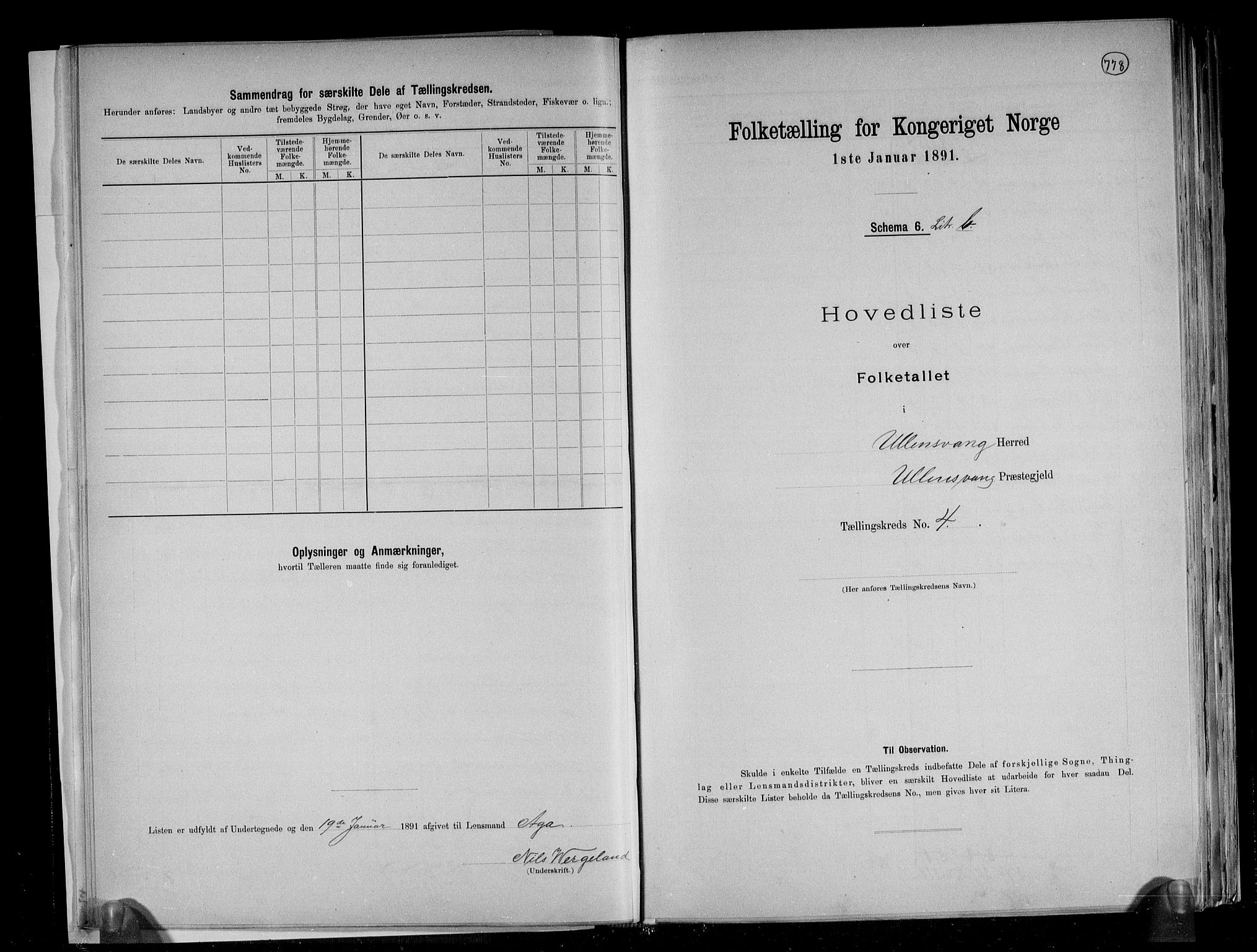 RA, 1891 census for 1230 Ullensvang, 1891, p. 14